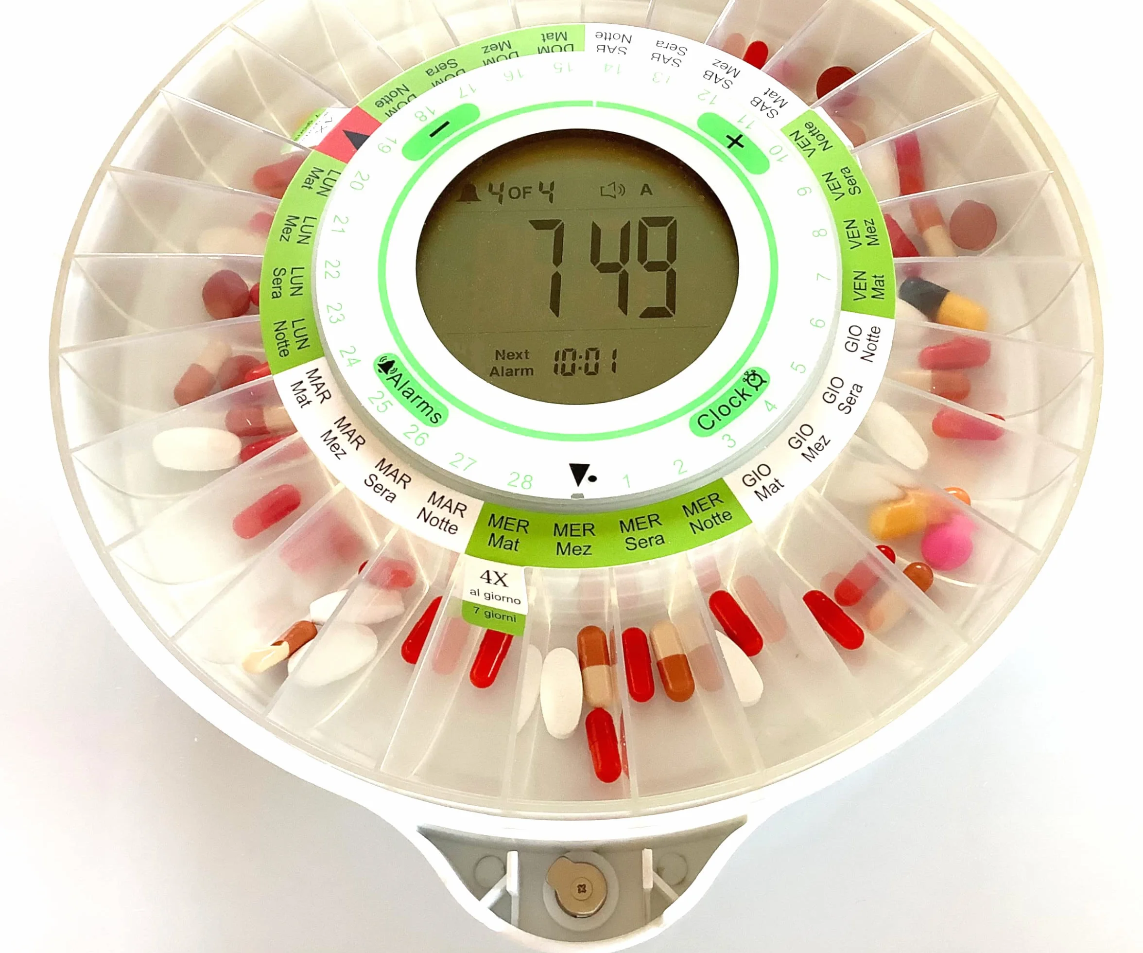 Portapillole Automatico Settimanale Elettronico con Allarme, Display ampio, 2 serrature, Modello 2021