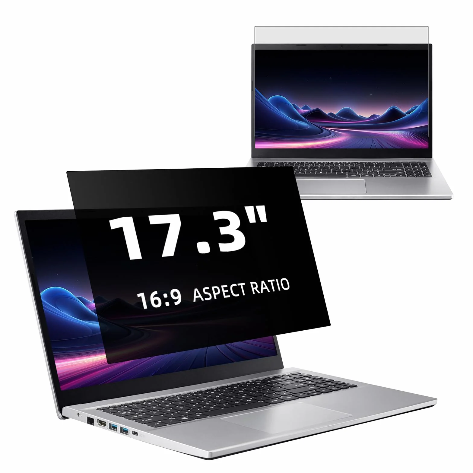 Filtro Privacy per Schermo Laptop 17 pollici 16:9, Protezione Schermo Antiriflesso Anti -Luce Blu per HP/Samsung/Dell/Acer/Lenovo/Ruzava/ASUS, Pellicola Protettiva Rimovibile - 17 "