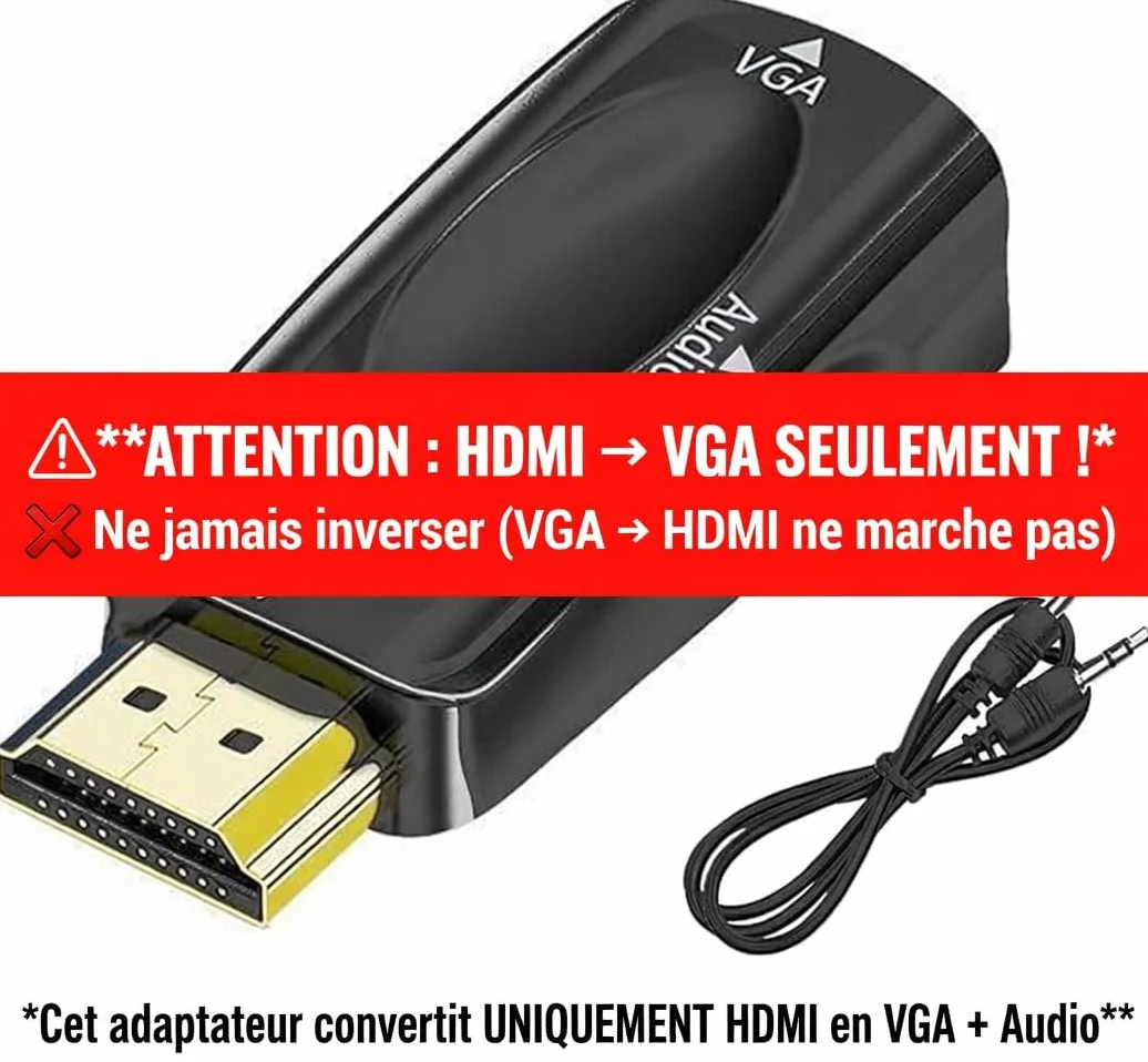 Adattatore HDMI a VGA, Connettore HDMI a Presa Vga con 3,5 mm Audio Jack Cavo Adattatore HDMI maschio a VGA Femmina per Proiettori TV Computer Portatili Notebooks