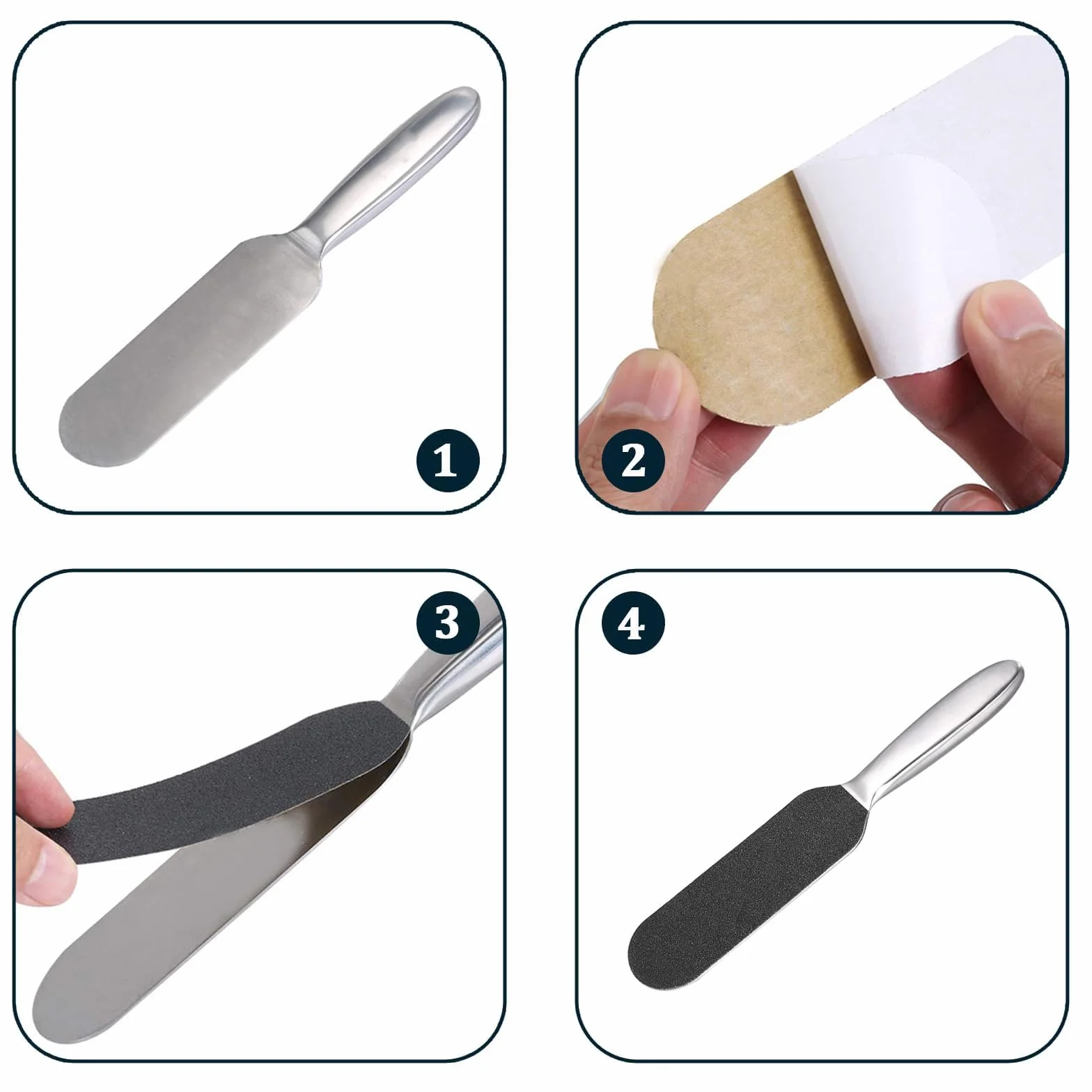 Raspa Piedi Acciaio Inox con 20pcs Carta Abrasiva, Lima per Piedi e Talloni, Calli Remover Pedicure