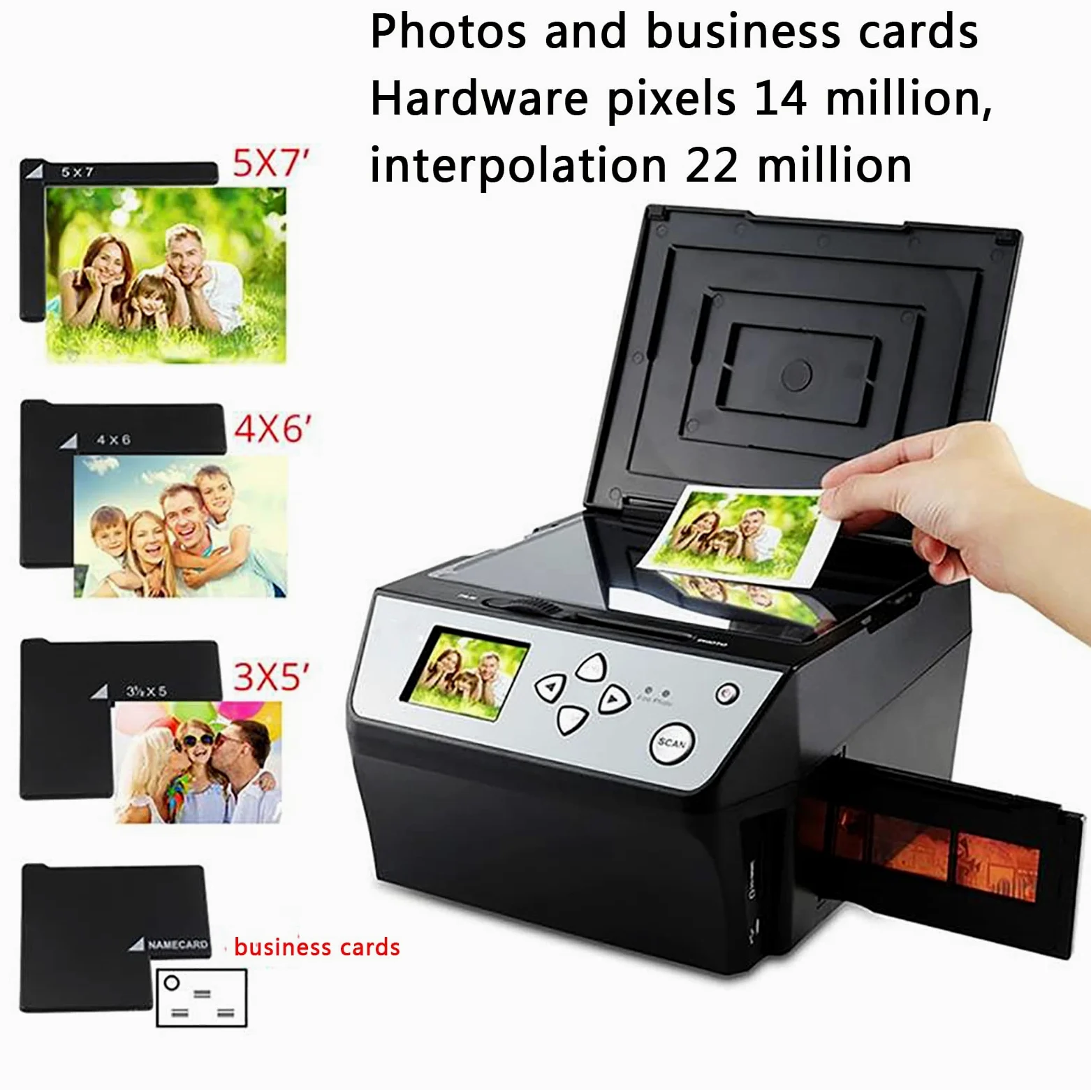 Scanner per film, ad alta risoluzione da 22 MP per 135 pellicole e diapositive da 35 mm, converte negativi in foto digitali JPG, uscita USB supportata
