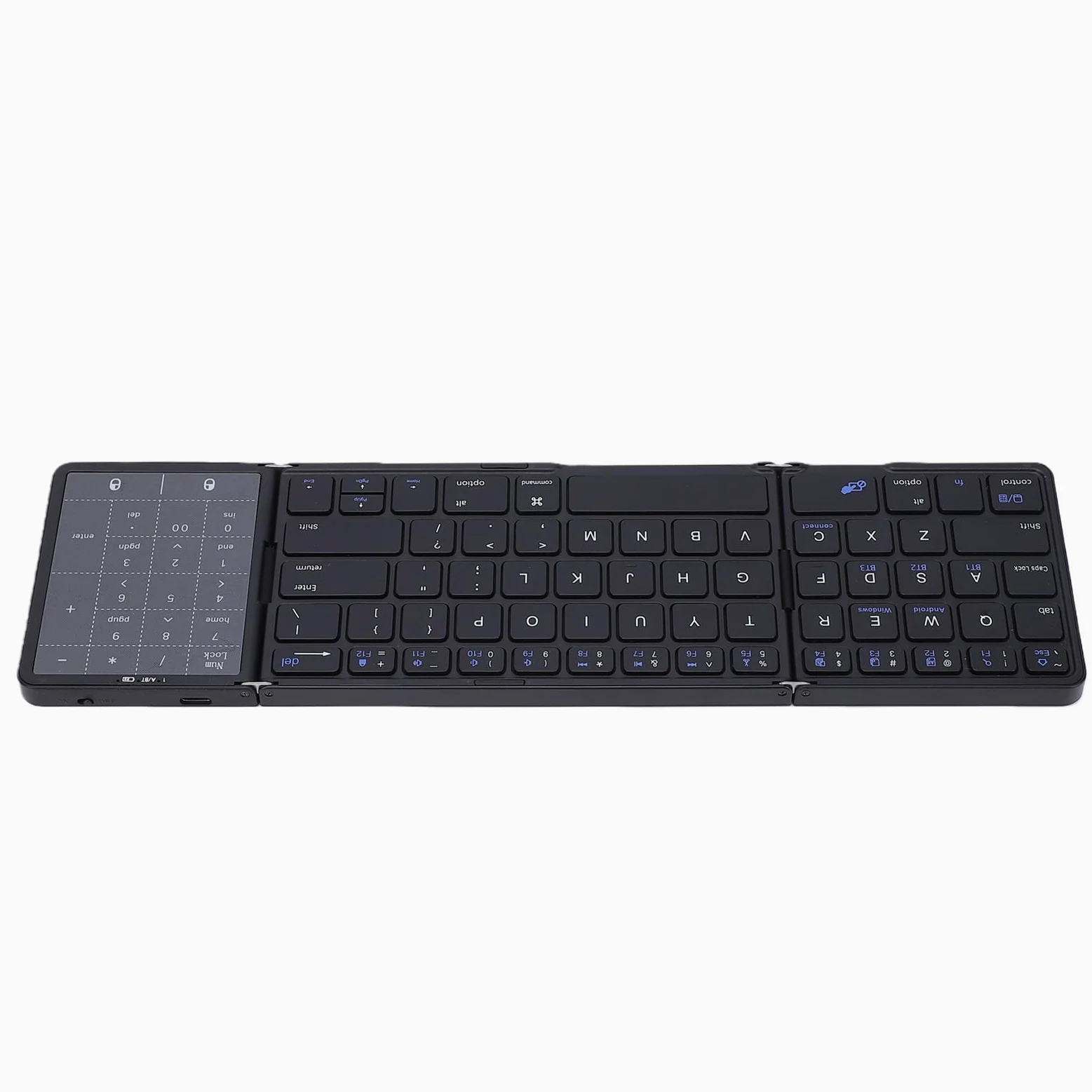 Tastiera Bluetooth Pieghevole con Touchpad, Tastiera Wireless Portatile Ripiegabile con Sincronizzazione Multidispositivo per Telefono, Tablet, Laptop (BLACK)