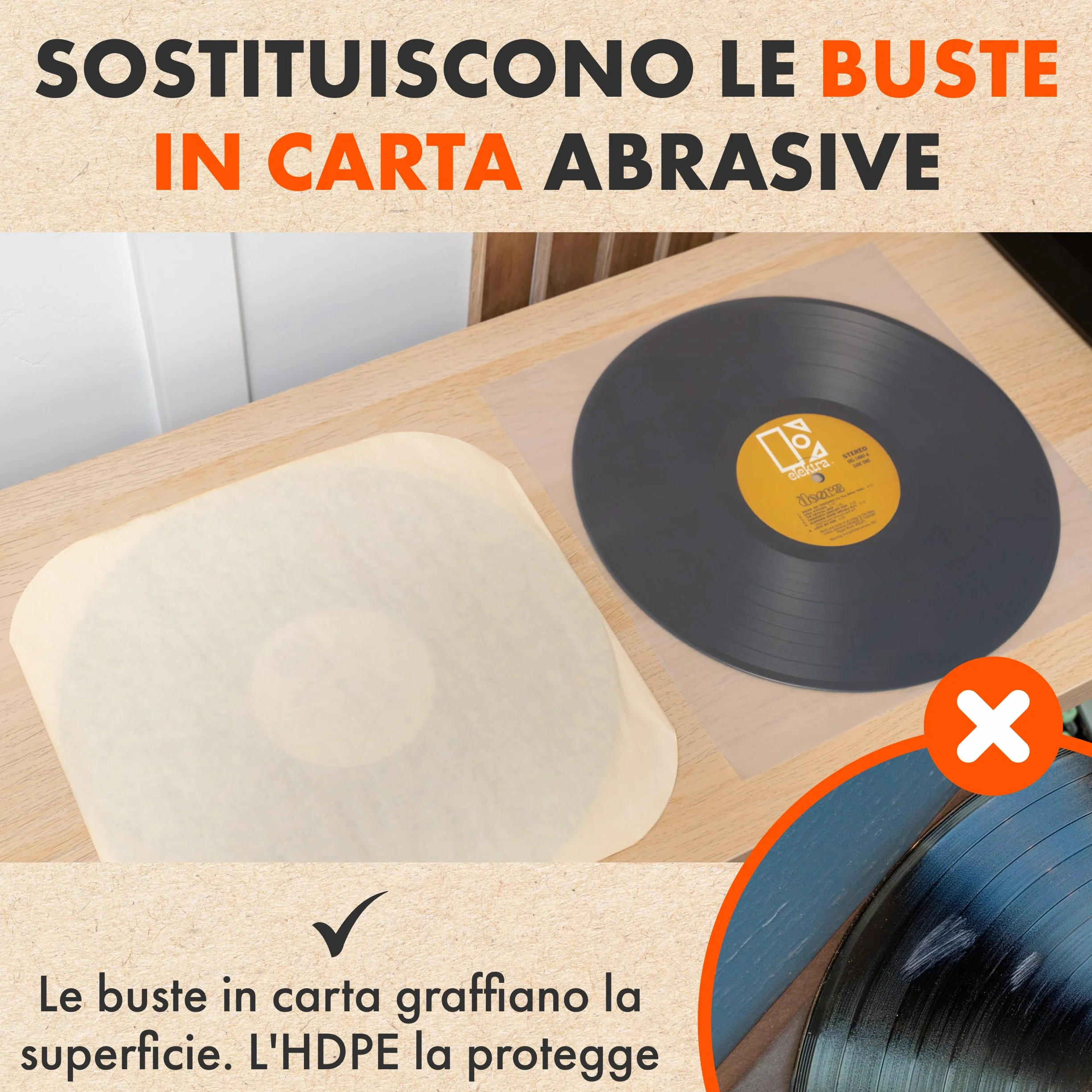 50x Buste Interne Antistatiche per Vinili 33 Giri | Spincare Quadraphonic Custodia HDPE Premium | Buste Protettive per LP Antistatiche Alta Qualità | Inner Sleeves Vinyl per Dischi 33 Giri