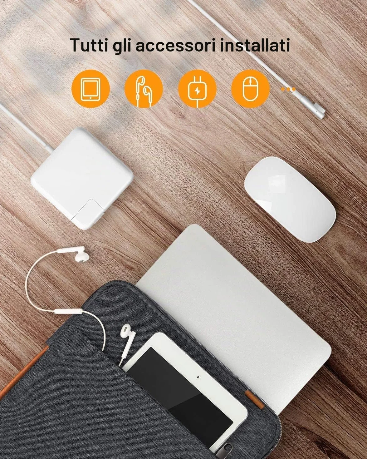 Inateck 360° 13-13.6 Pollici Borsa Porta Pc Compatibile con Macbook Air 13 M4 2025, M3/M2/M1 2012-2024, MacBook Pro 13 2012-2022, MacBook Pro 14 M5/M4/M3/M2/M1 Pro/Max 2025-2021