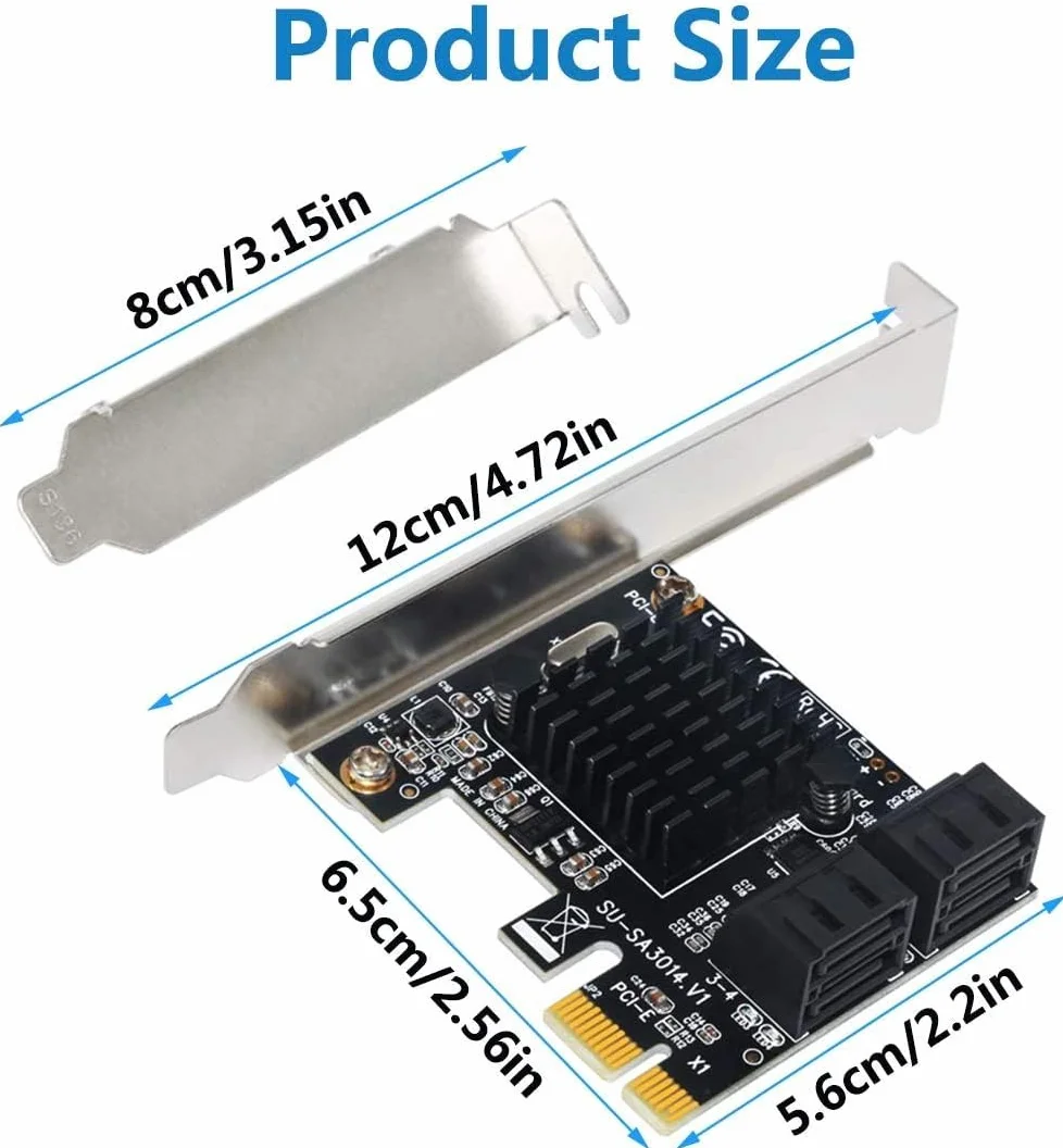 Scheda SATA 4 Porte Con 4 Cavi, Controller di Espansione Con Supporto a Basso Profilo, Non-Raid, Avvio Come Disco di Sistema