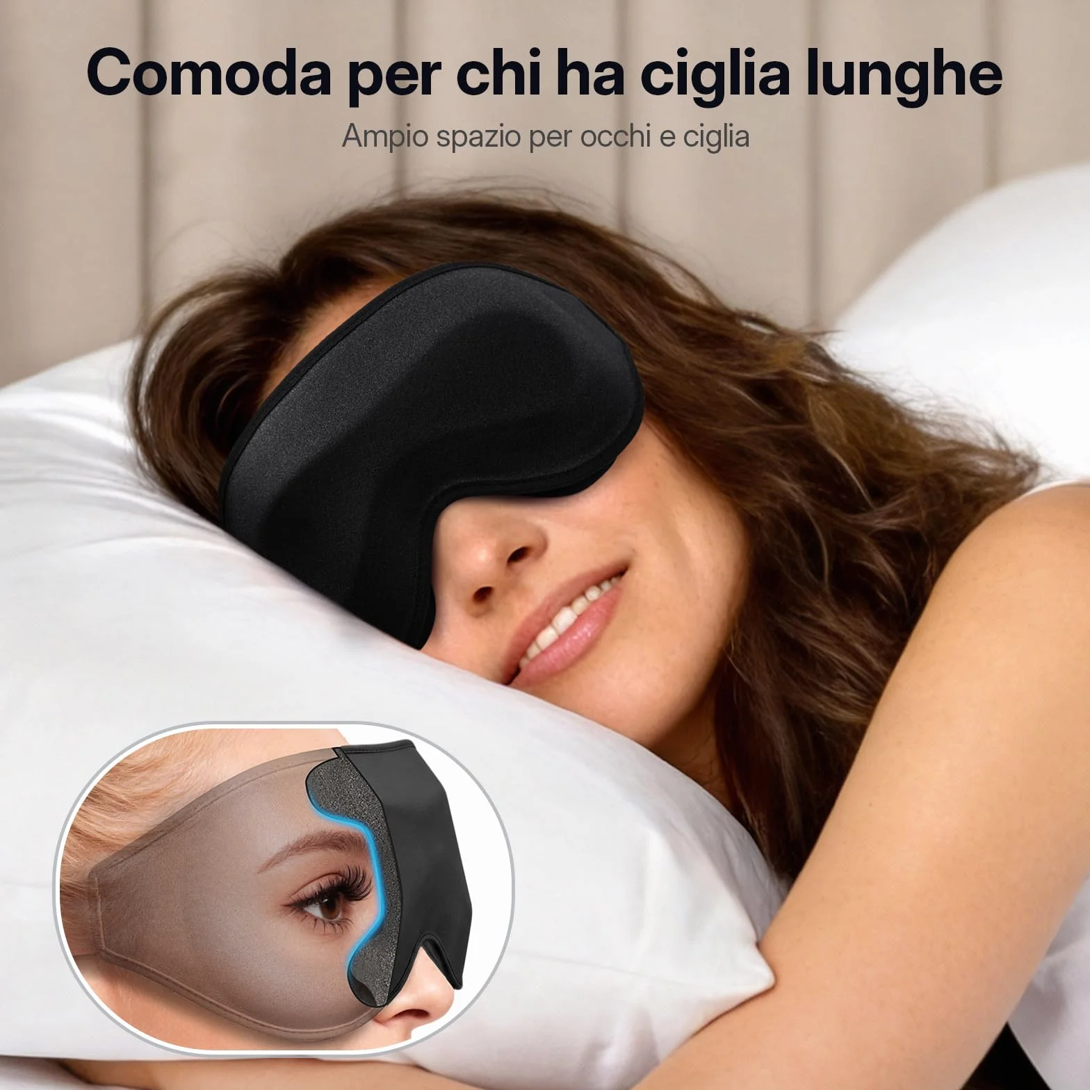 LitBear Maschera per Dormire 3D con Oscuramento Totale, Nera