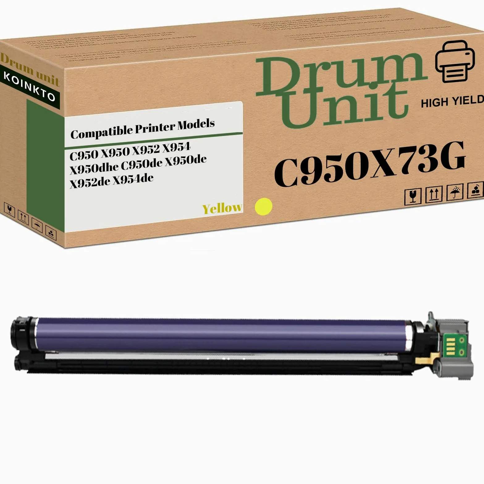 Compatibile per unità tamburo ad alta resa Lexmark C950X71G C950X73G, adatto per stampanti C950 X950 X952 X954 C950de X950de X952de X954de (confezione da 1 giallo)
