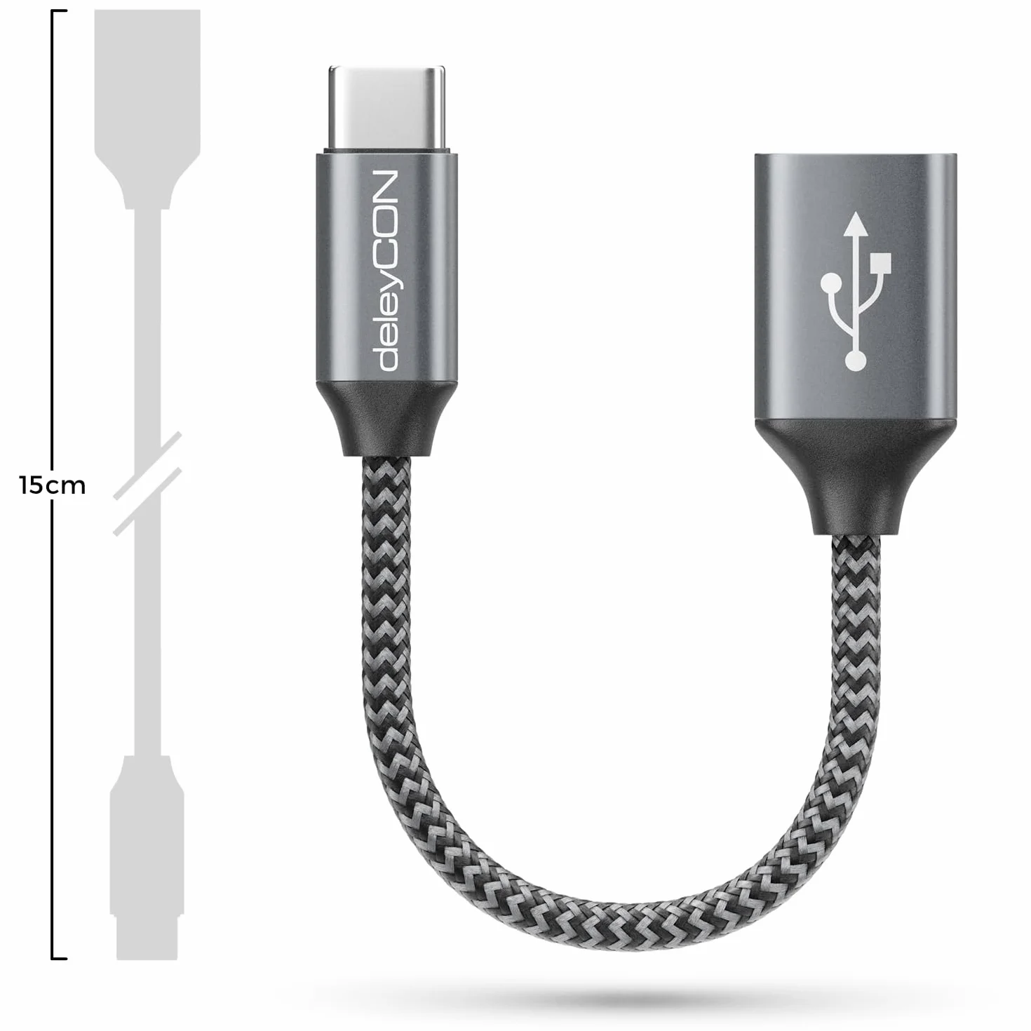 deleyCON Adattatore USB C a USB 2.0 OTG Tipo-C Connettore a Presa A - Cavo per iPhone 17/16/15, Galaxy S26/S25/S24, A56, A17, A16 Tablet, MacBook, iMac, iPad, Notebook ecc.