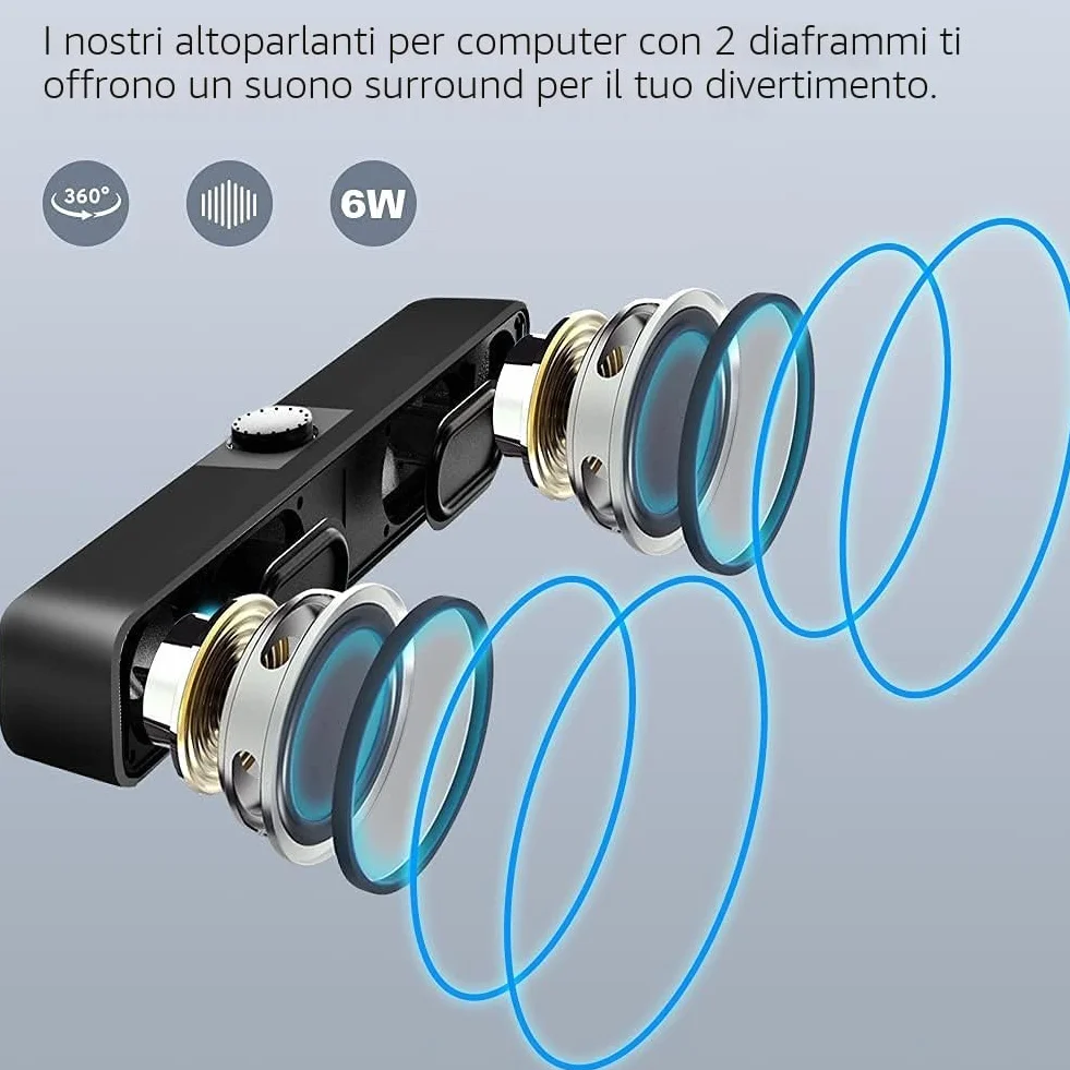 HEANTTV Altoparlanti per Computer USB Stereo Desktop Speakers (USB+3.5mm)