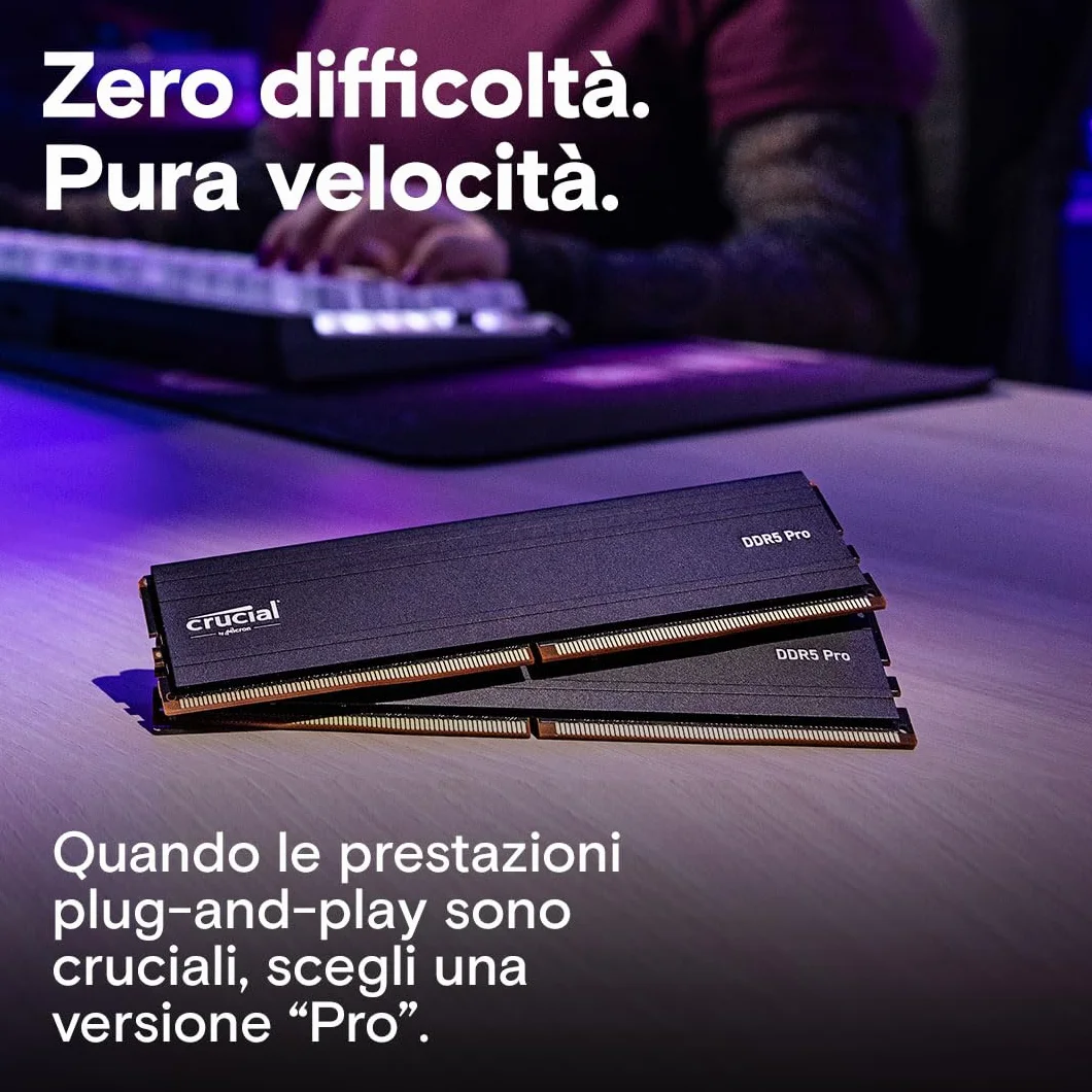 Crucial Pro RAM DDR5 Kit 64GB (2x32GB) 5600MHz, Intel XMP 3.0 / AMD EXPO, Memoria PC RAM - CP2K32G56C46U5