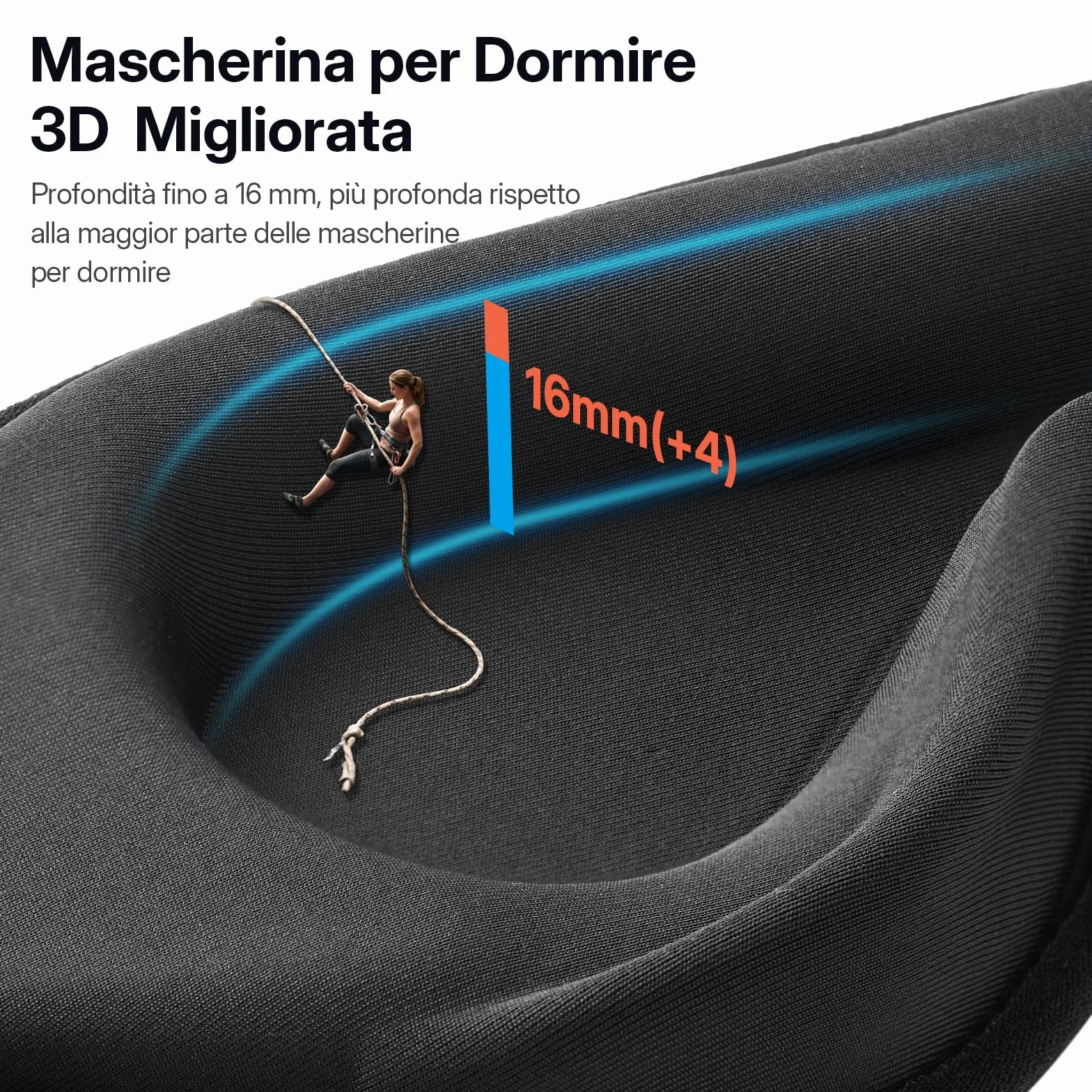 LitBear Maschera per Dormire 3D con Oscuramento Totale, Nera