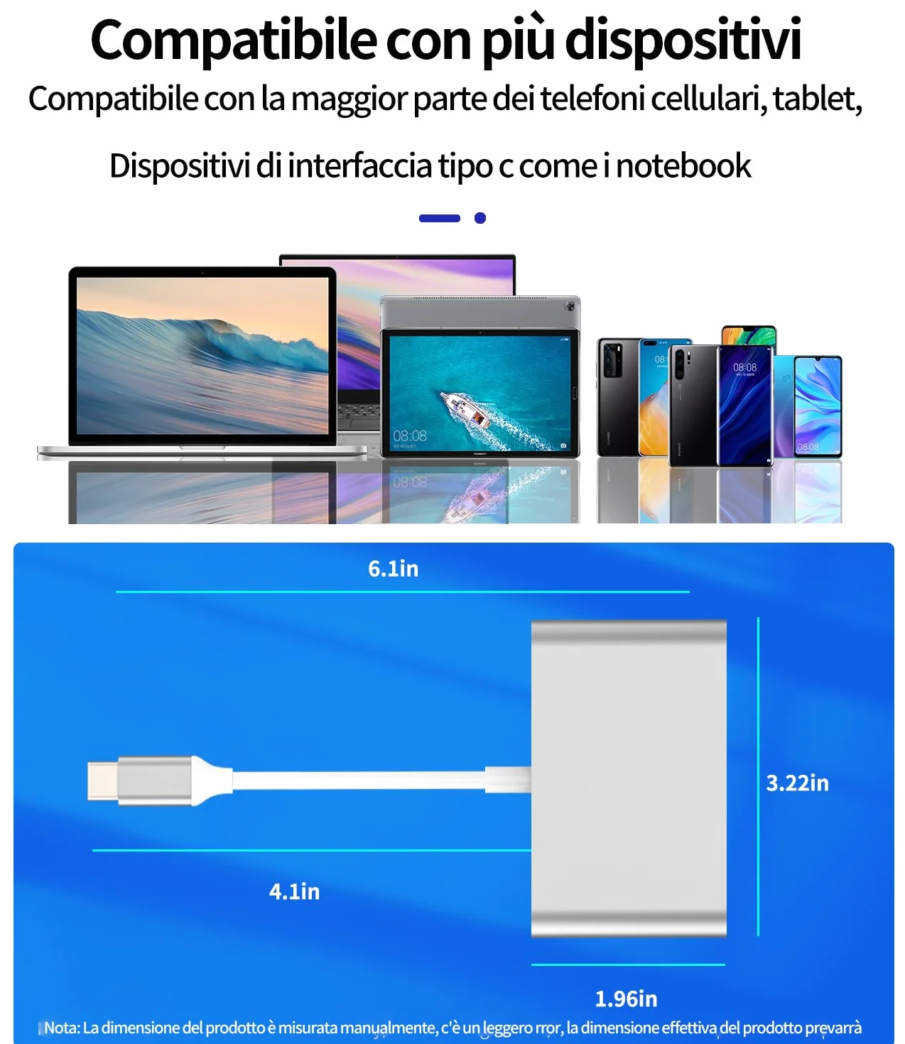 Apple Adattatore USB C a VGA 3in1 per iPhone 16 15 Pro Max USB OTG 3.0 Cavo Hub MacBook DisplayPort