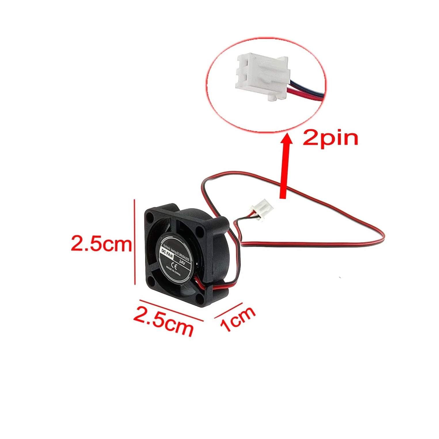 JZK 5 mini ventole da 25 mm, 2 poli, 24 V, con cavi, 2510, 25 x 10 mm, cuscinetto idraulico in miniatura DC, senza spazzole per schede di sviluppo, schede grafiche e progetti fai da te