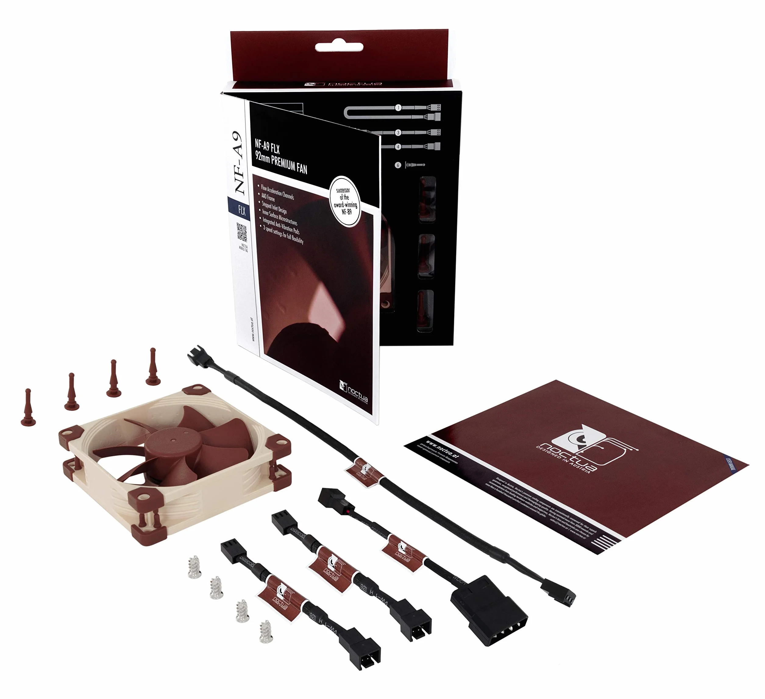 Noctua NF-A9 FLX, Ventola Silenziosa di Qualità Premium, 3-Pin (92 mm, Marrone)