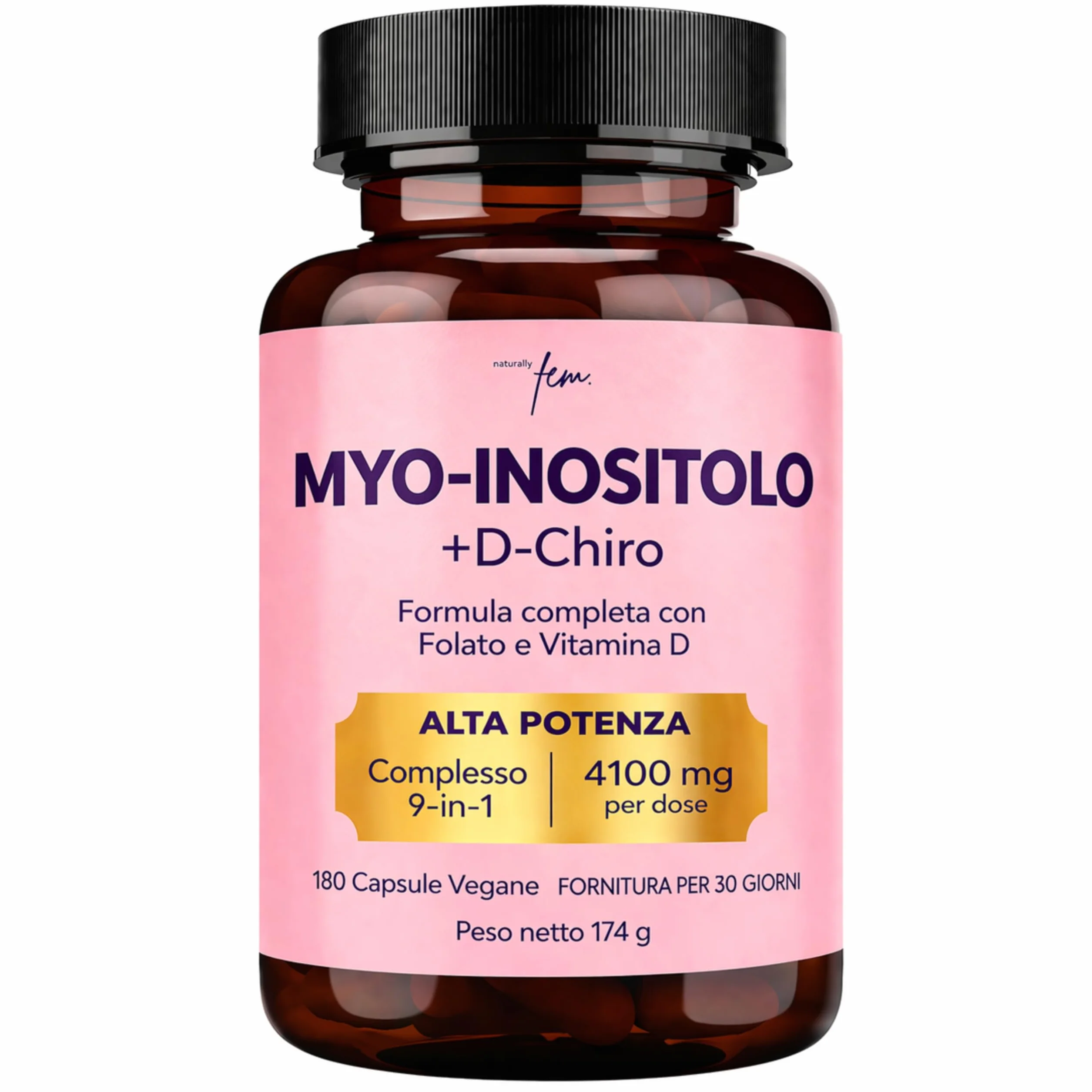 Myo Inositolo e D-Chiro Inositolo Integratore 4100mg - Capsule Vegane - Supporto Metabolico, Equilibrio Ormonale - 9-in-1, Folato 5-MTHF, Cromo, Zinco, Vitamine B6, B12, D3