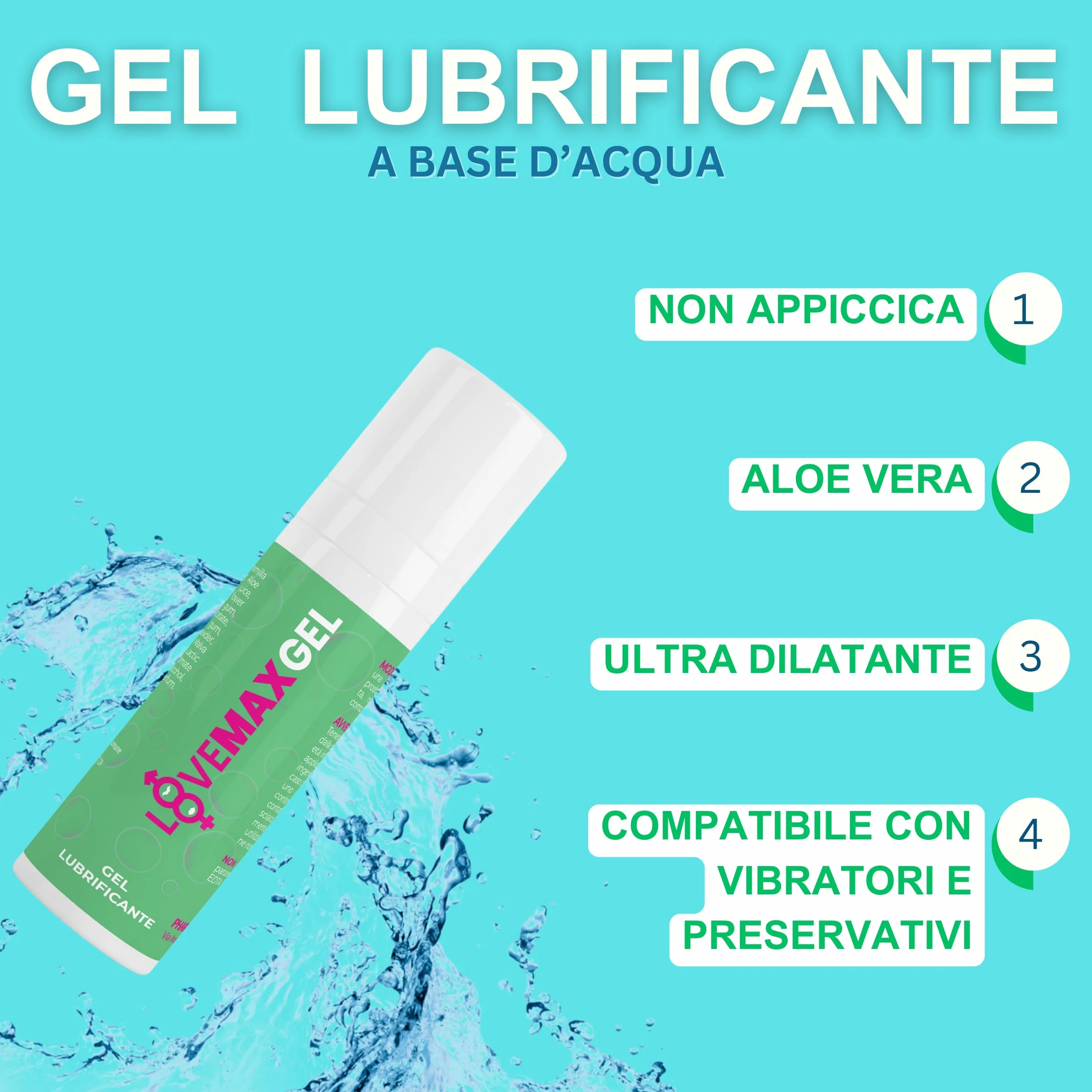 Gel lubrificante anale dilatatore anestetico a base d'acqua 30 ml