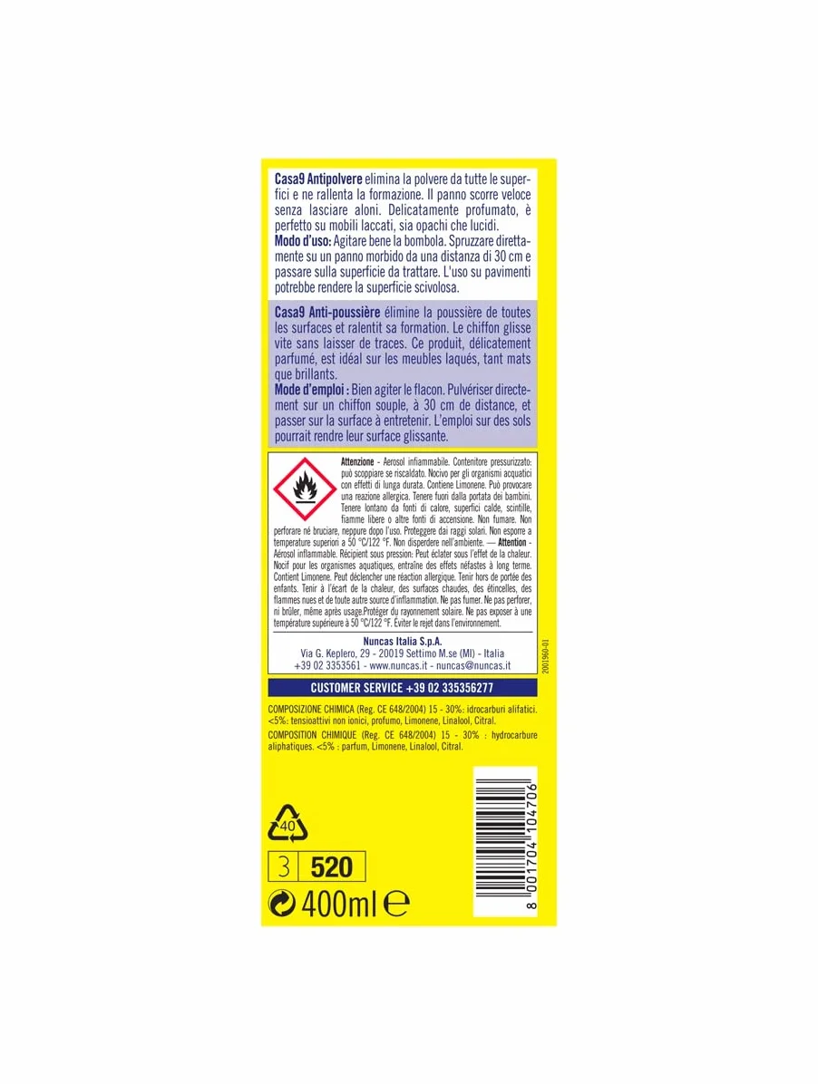 Nuncas Casa9 Antipolvere 400ml