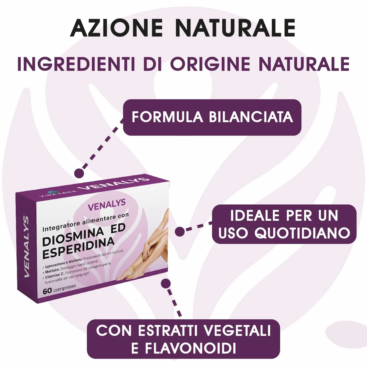 Diosmina ed Esperidina integratore microcircolo emorroidi vene varicose gambe gonfie capillari rotti ippocastano meliloto vitamine