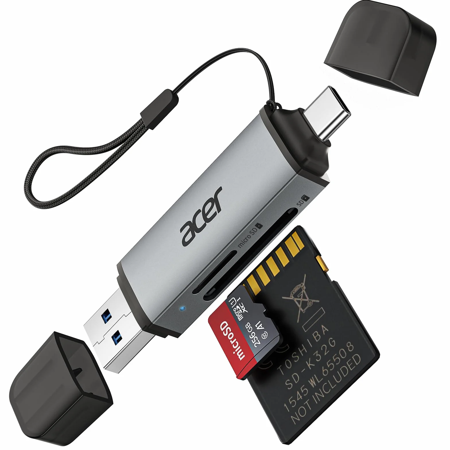 Acer Lettore di schede SD USB C 3.0, supporta SD/Micro SD/SDHC/SDXC/MMC, compatibile con iPhone 17 Pro MacBook Pro iPad Pro 2021 Pixel XPS 13