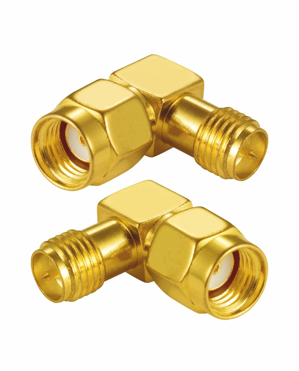 Vecys Wifi Antennenadapter RP-SMA Adapter Stecker zu Buchse Rechtwinkliger 90 Grad RF Koaxial Koax Adapter Vergoldet für Wifi Antenne Router PCI Karte Drahtloses WLAN Netzwerk (2 Stück)