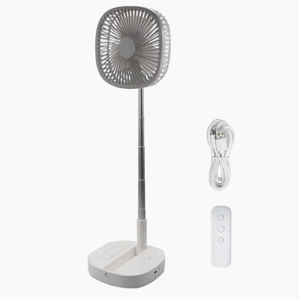 Ventilatore portatile ricaricabile, Ventilatore silenzioso con telecomando, Ventilatore da scrivania USB, Ventilatore elettrico pieghevole per ufficio, casa, campeggio,Grigio