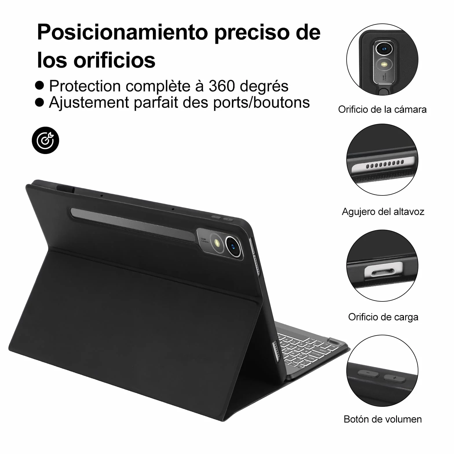 WINCHKING Custodia Tastiera per Lenovo Tab P12 12.7" 2023, Cover con Tastiera Italiano Magnetica Retroilluminata Bluetooth per Lenovo P12 Tablet 12.7 pollici (TB370FU), Nero