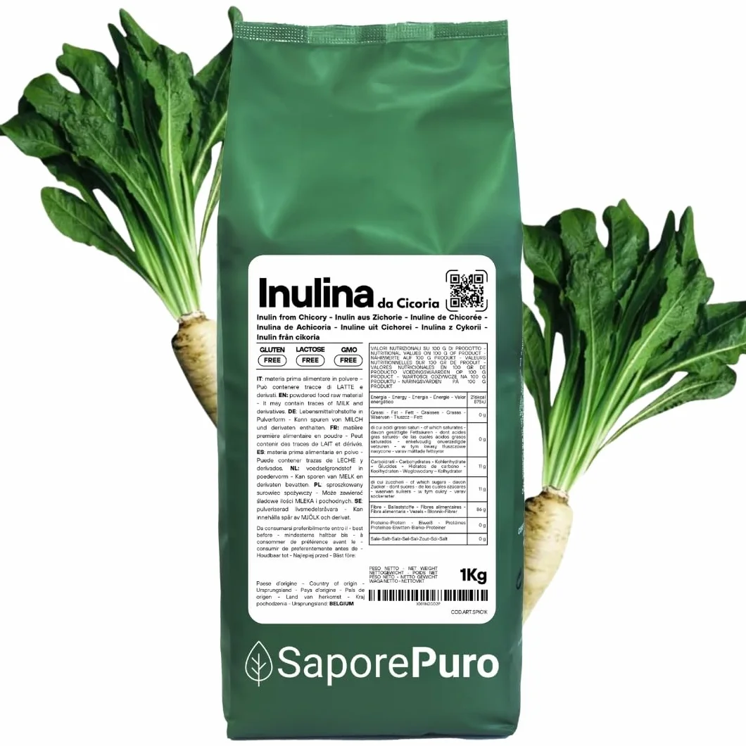 Inulina da cicoria 1 Kg fibra vegetale prebiotica SaporePuro