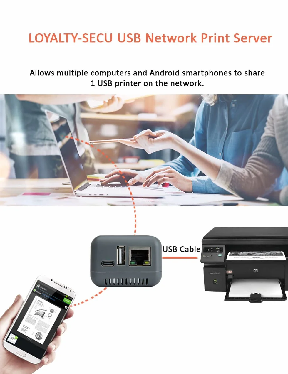 Network USB 2.0 Mini Print Server per stampanti Stampa No WiFi
