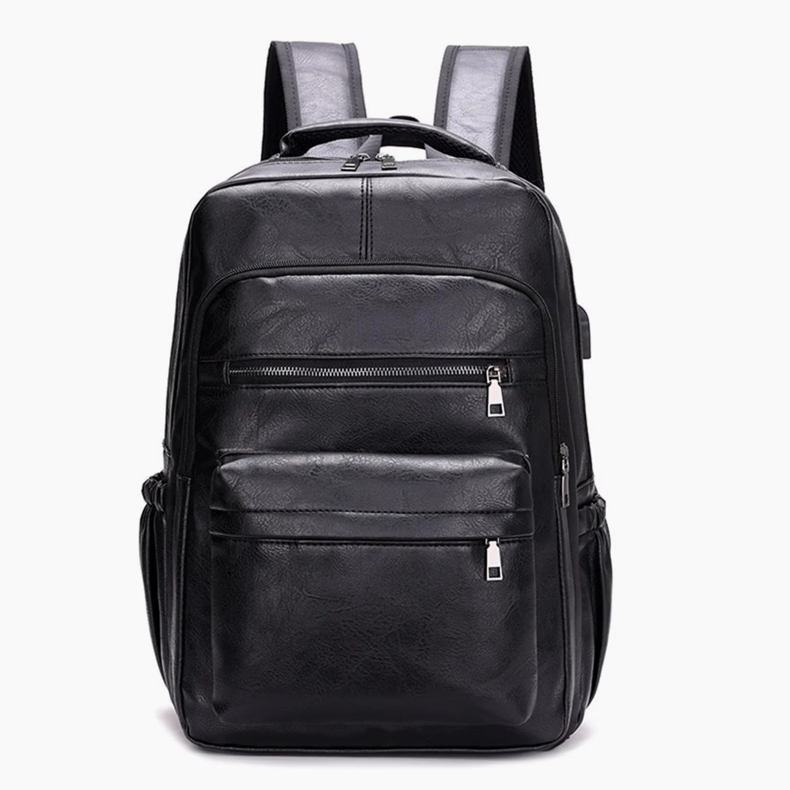 Zaino per laptop vintage - zaino in pelle da viaggio casual | Elegante borsa a tracolla con porta di ricarica USB in pelle PU resistente per lavoro scolastico