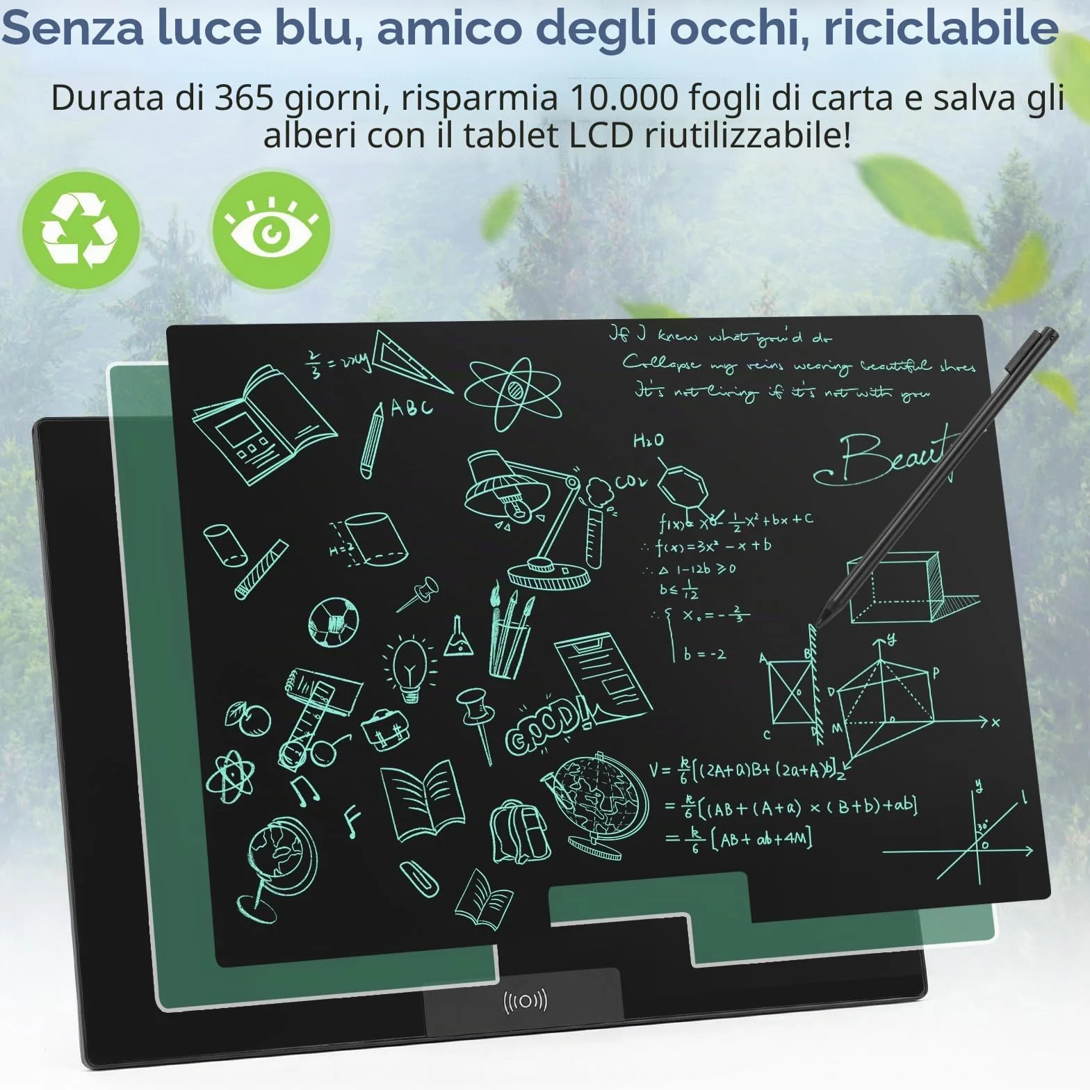 Czemo Tavoletta da Scrittura LCD 14,3 Pollici Riutilizzabile Lavagna Elettronica Ewriter
