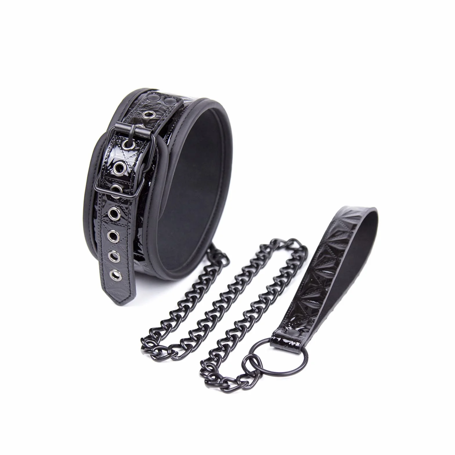 Collare BDSM in pelle con guinzaglio catena per adulti Fetish donna Bondage erotico SM
