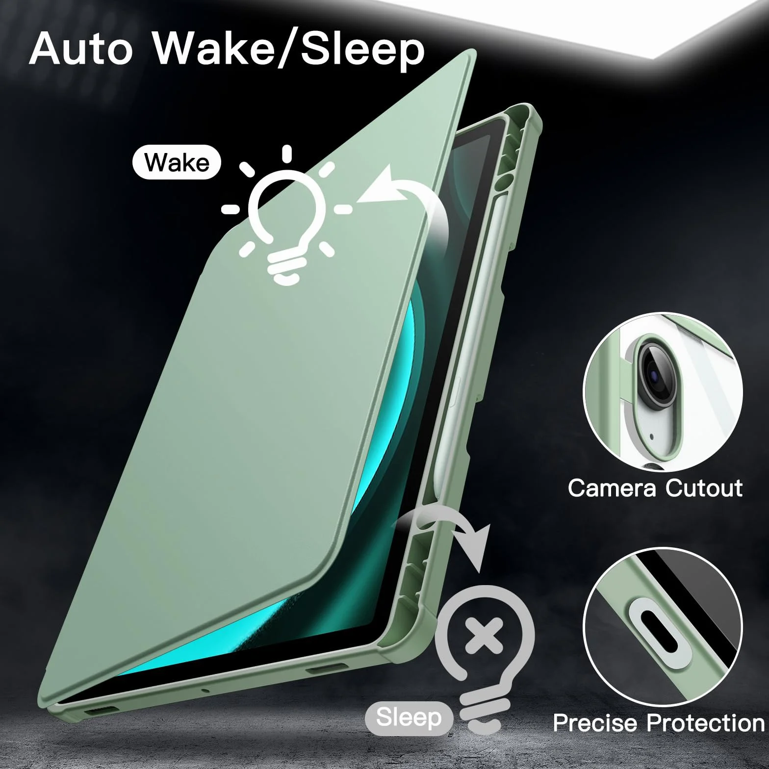 JETech Custodia Rotante per Samsung Galaxy Tab S10 Lite S10 FE S9 FE 10,9 Pollici con S Pen Holder 360 Gradi Rotazione (Verde menta)
