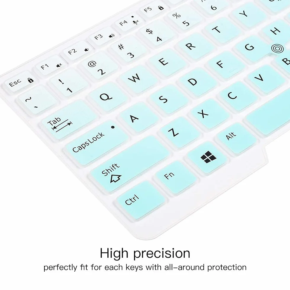 Copritastiera in silicone per Dell Latitude 5480 5490 7490 E7450 E7470 E5470 E7480 protezione morbida tastiera protettiva, colore verde menta graduale (layout USA, con punti)