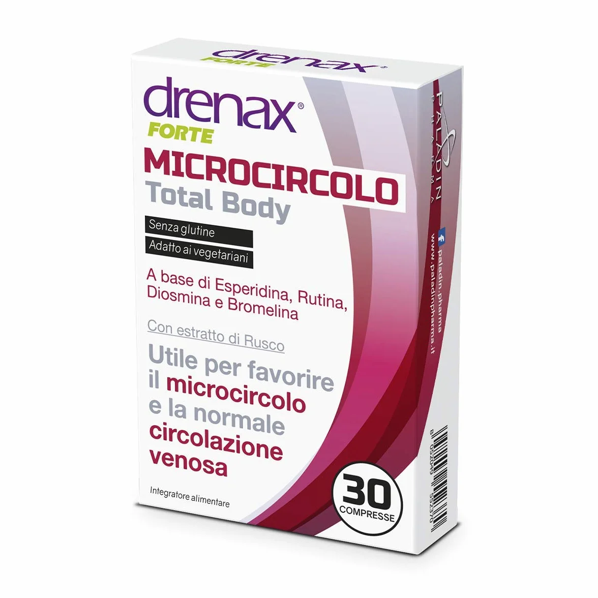 Drenax Total Body 30 Compresse Microcircolo Circolazione Venosa Gambe Gonfie Rutina Bromelina Rusco Flavonoidi Senza Glutine