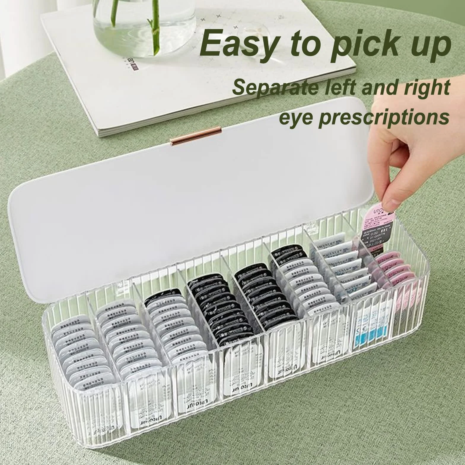 AITIME Organizer per lenti a contatto cosmetiche, scatola di plastica trasparente bianco per lenti quotidiane