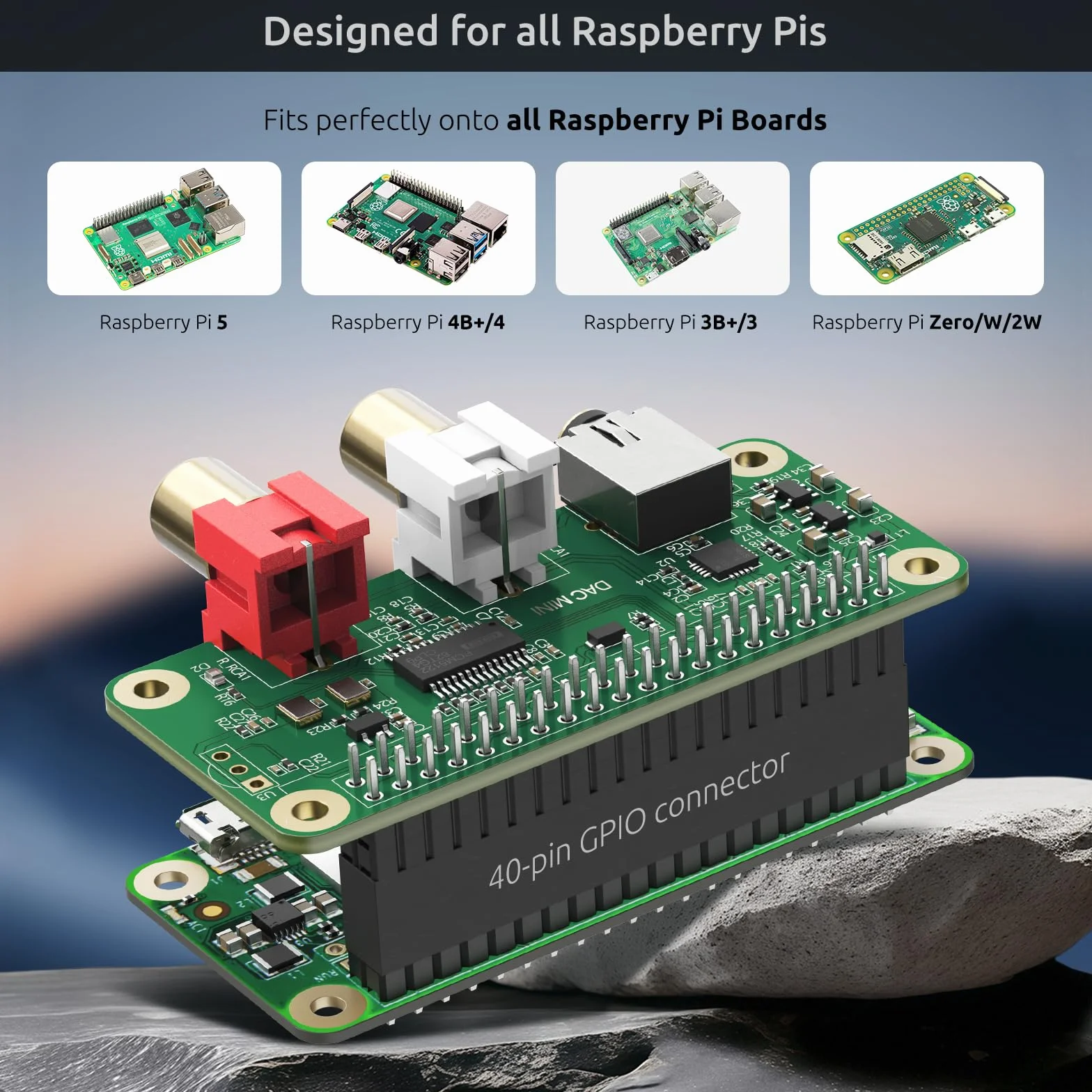 InnoMaker DAC Mini Hat Scheda Audio PCM5122 per Raspberry Pi 5/4/3B+/Zero 2W, Shield Audio HiFi 384kHz/32bit con Uscita RCA e 3.5mm