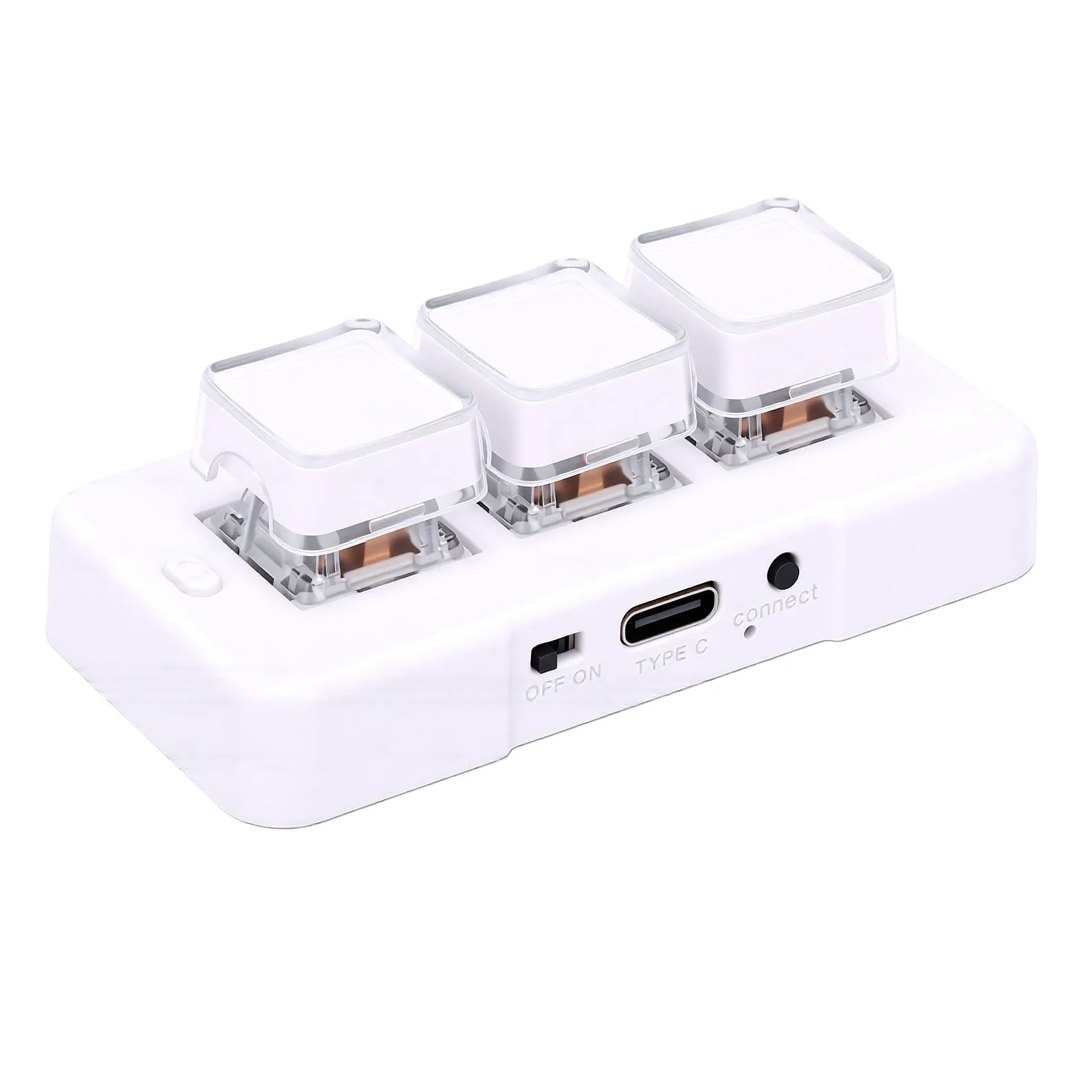 Bewinner Tastierino Meccanico a 3 Tasti Tastierino di Scelta Rapida Personalizzabile per Uso Universale su Computer con modalità Cablata e Bluetooth (WHITE)