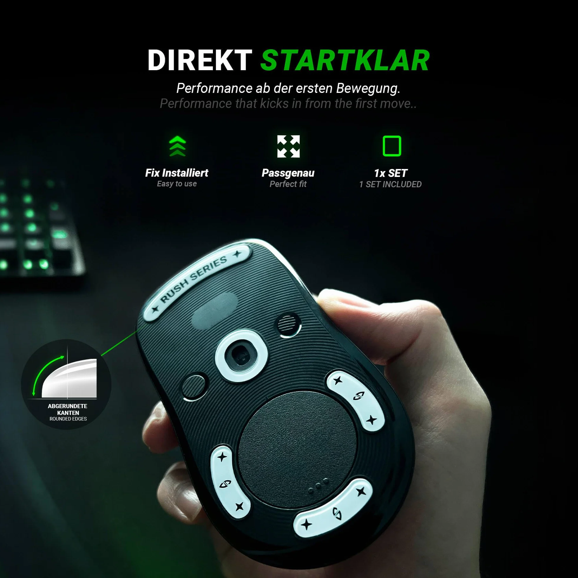 SensoryBoost Rush Piedini in Vetro per Logitech G PRO X Superlight 2 - Ultra veloce, bordi arrotondati, Accessori Mouse