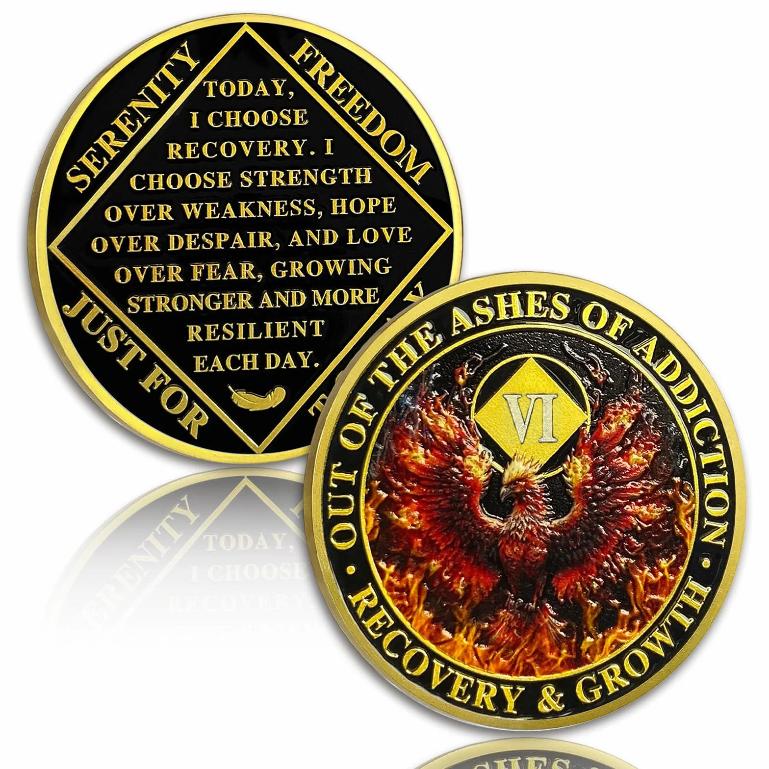 Phoenix 6 Anno Sobriety Coin Flame Cinque Anni Chip NA Medaglione Anonimo AA Recupero Gettone Anniversario Regali