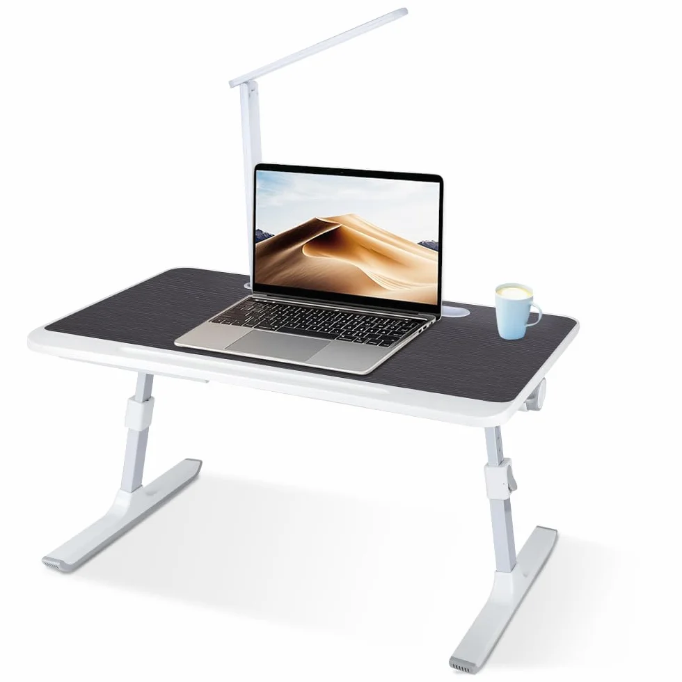 OHMG Grande tavolo da letto per computer portatile, pieghevole, regolabile in altezza e angolo, vassoio da letto con cassetto/fessura per tablet, tavolo per divano/pavimento (60 x 40 x 27-40 cm