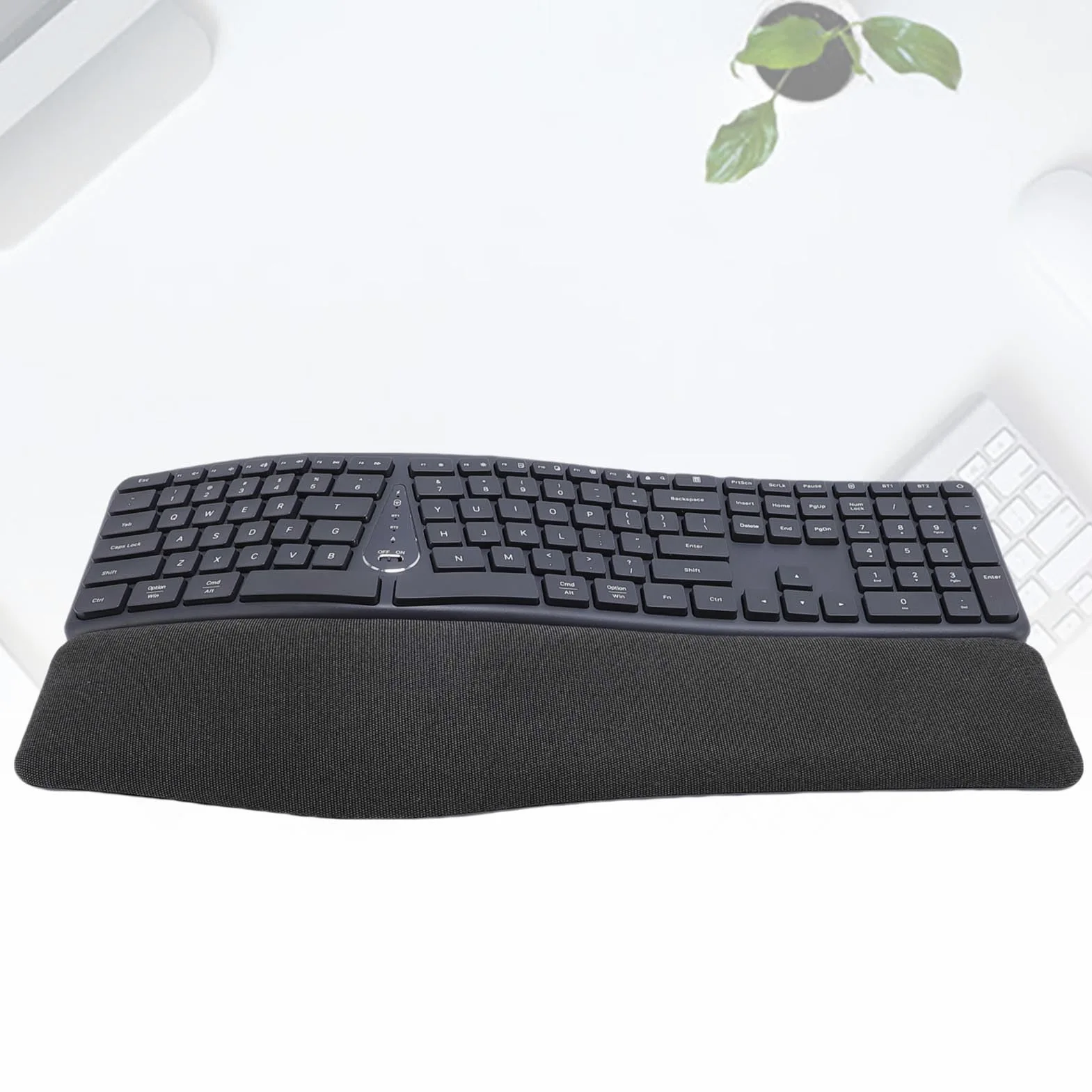 Diyeeni Tastiera Ergonomica Wireless, Design Diviso con Inclinazione Regolabile e Poggiapolsi Imbottito, connettività Bluetooth, Durata della Batteria di 200 Ore, per Vittorie da
