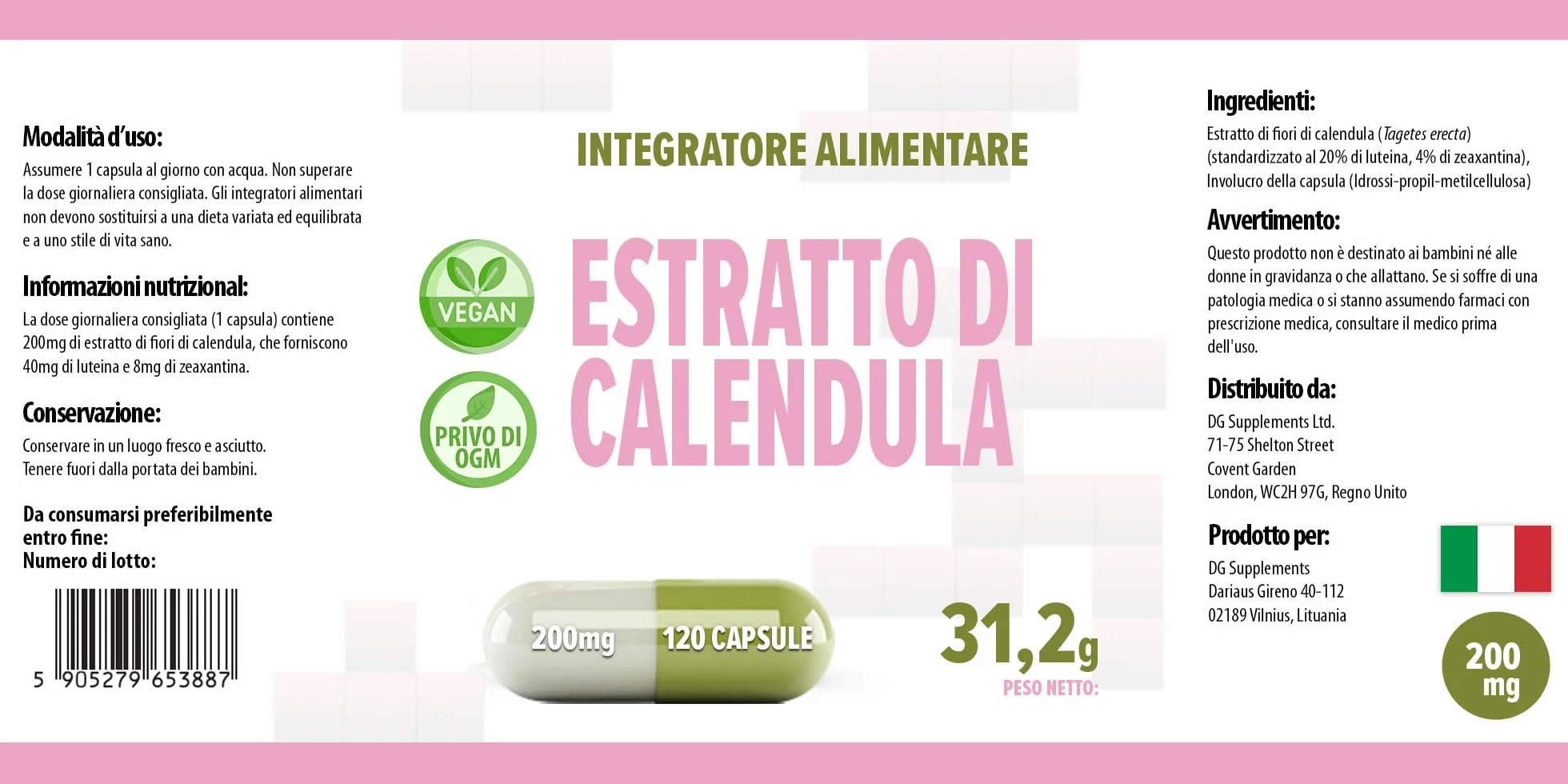 Hepatica Luteina 40 mg Zeaxantina 8 mg 120 capsule vegane Tagetes erecta GMP