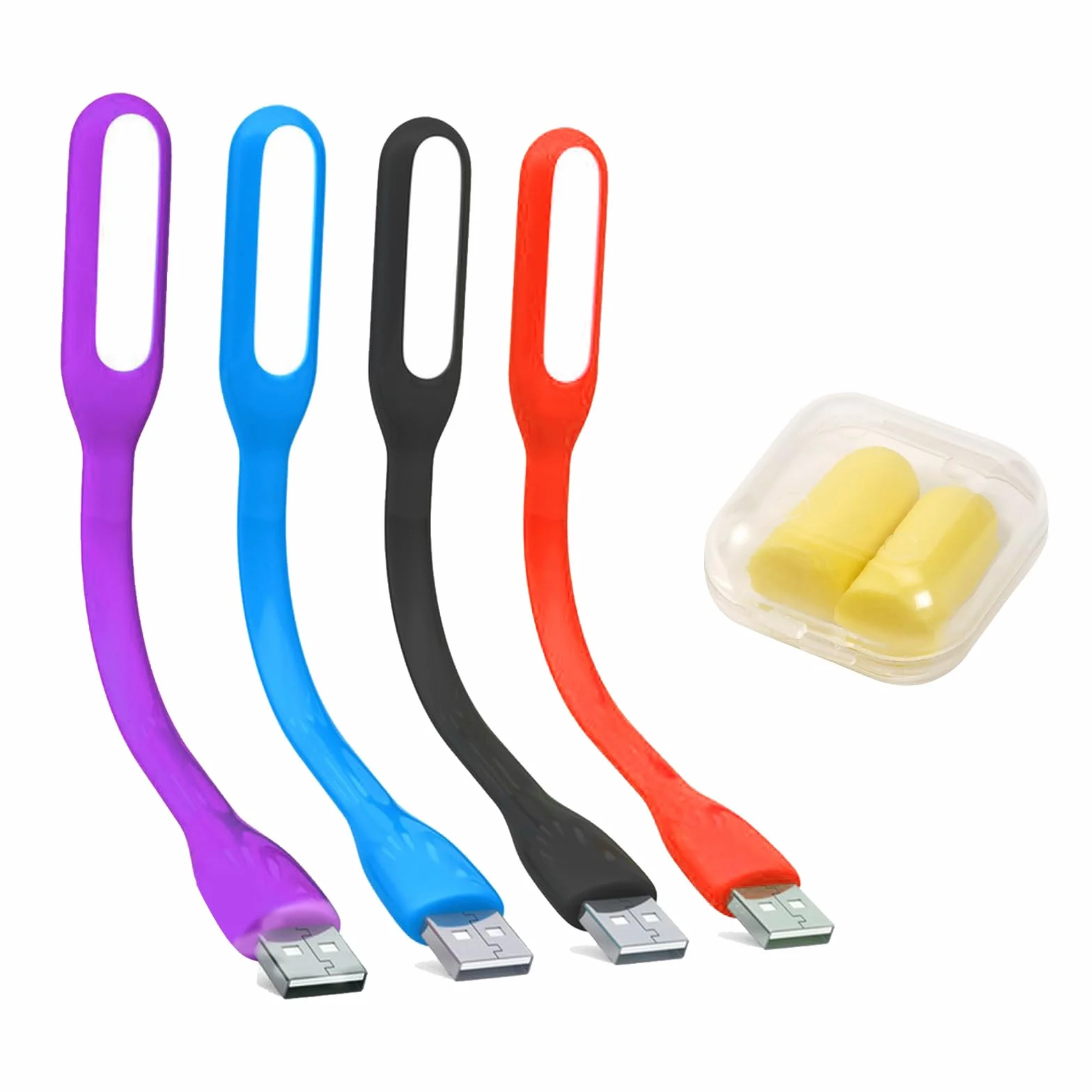 KARELLS LED USB Portatile - Lampada Flessibile per Tastiera e Laptop con 4 Lucette e Tappi Orecchi