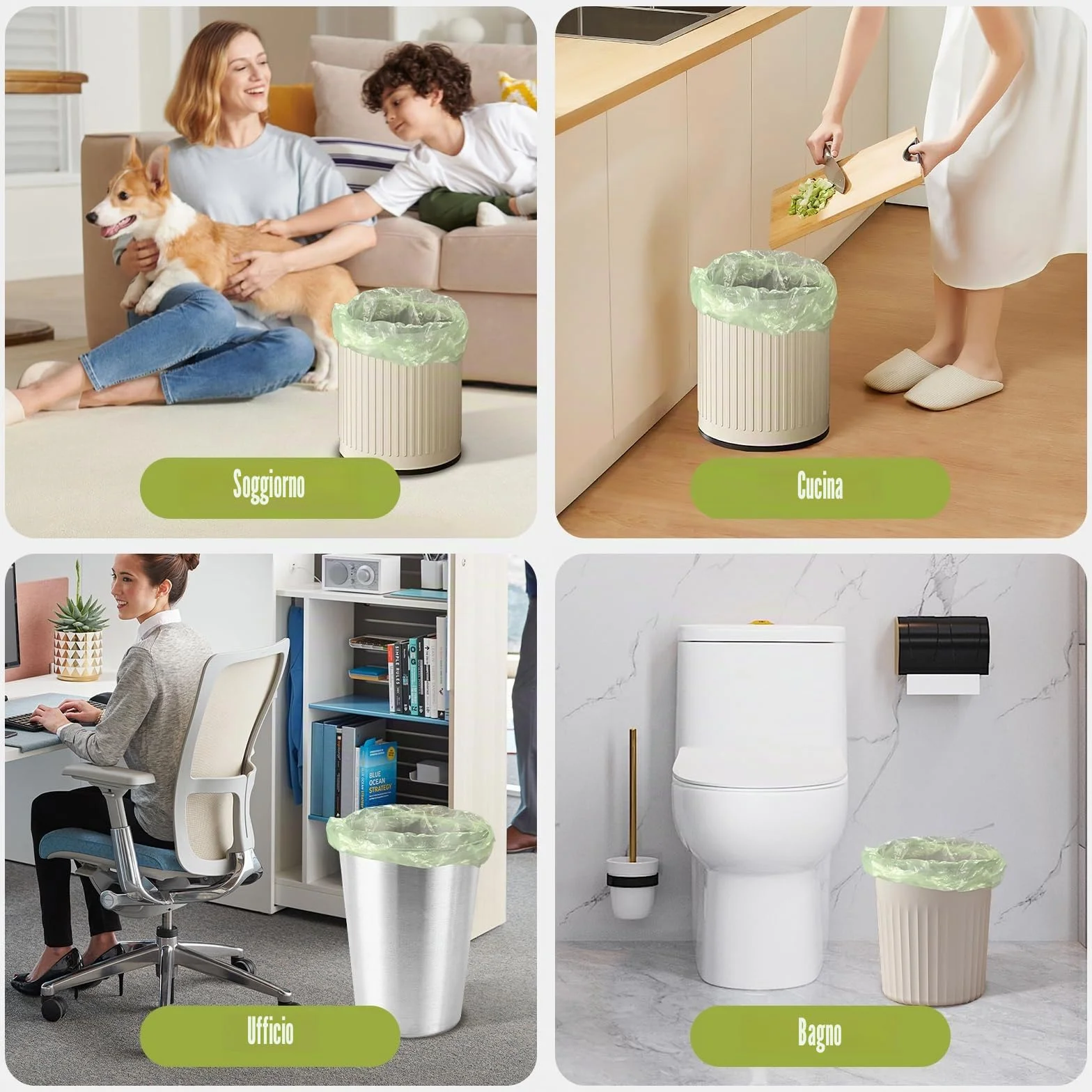 Pezzi Sacchetti Umido Biodegradabili 5L 40x45cm 1.2 Gal Buste Immondizia 200 Pezzi