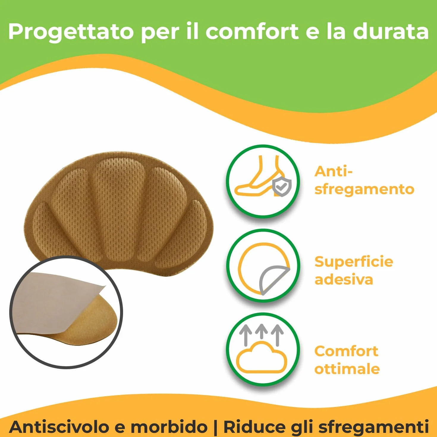 Cuscinetti Tallone Tipo Conchiglia Nero 6 Paia Schiuma Memory 3D Antiscivolo Antisfregamento Riutilizzabili Confortevoli per Scarpe Grandi Uomo Donna Protezione Stabilità