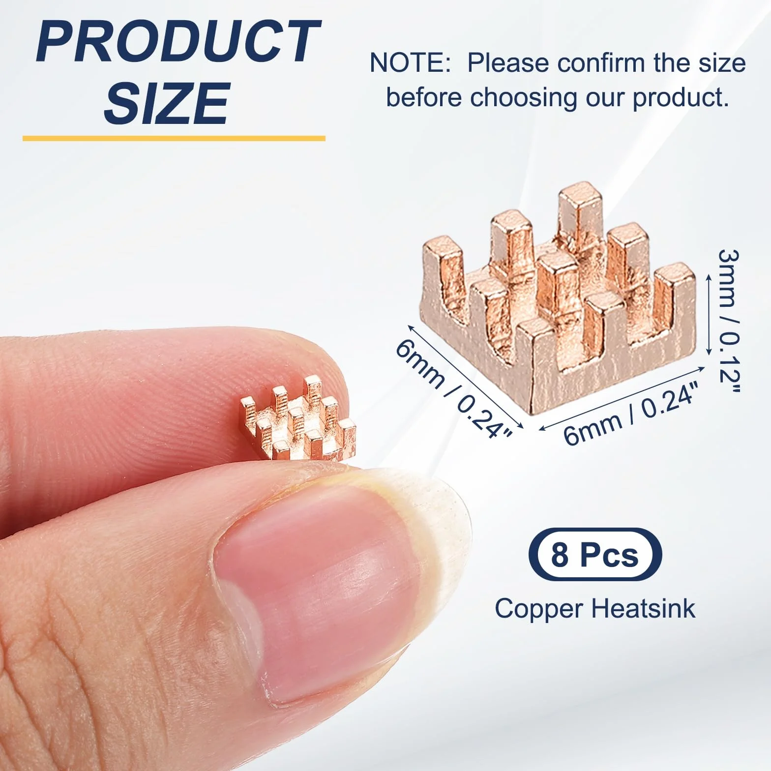 PATIKIL Dissipatore Di Calore In Rame 6x6x3mm, 8 Pc Dissipatore Radiatore Per Computer A Scheda Singola Chip CPU Power Transistor FET IC Amplificatore Di Potenza