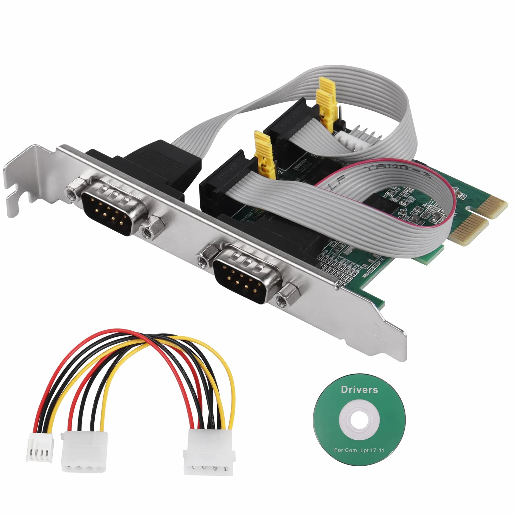 CERRXIAN Scheda adattatore seriale PCI Express RS232 a 2 porte, scheda di espansione DB9 Dual Channel PCIe X1 AX99100 per PC desktop