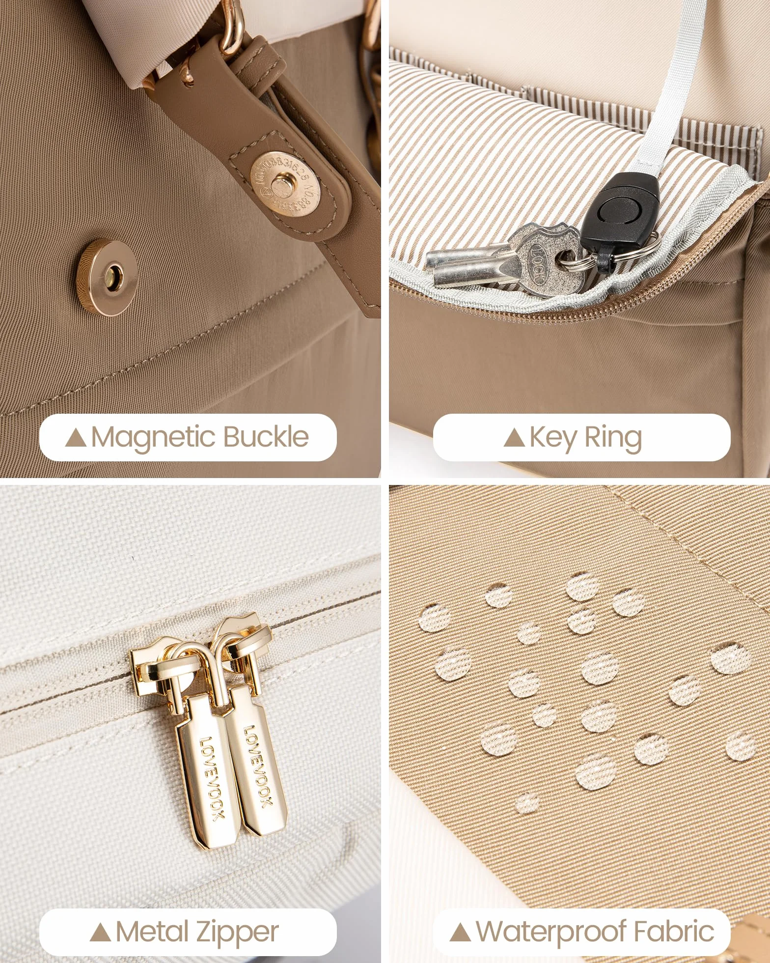 LOVEVOOK Zaino Porta PC Donna, 15,6 Pollici Impermeabile Zaino Antifurto per Computer portatile con Porta USB per Università, Viaggi, Lavoro, Scuola