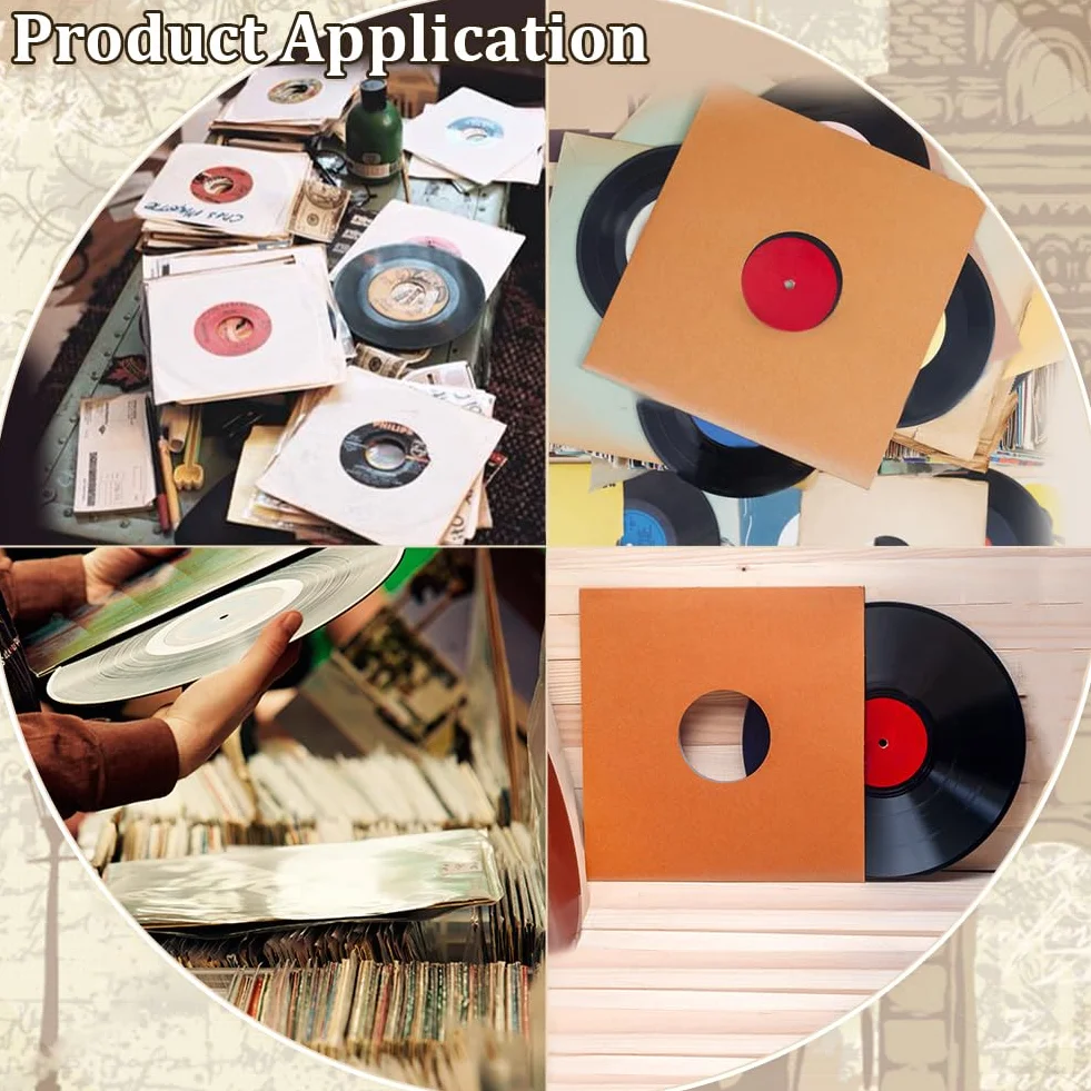 BENECREAT 16 pz Bustine per Dischi in Vinile in Carta Kraft Marrone, Custodie per Album da 31cm con Maniche Interne per Collezioni di Dischi in Vinile, Decorazioni per La Conservazione (110 gsm)