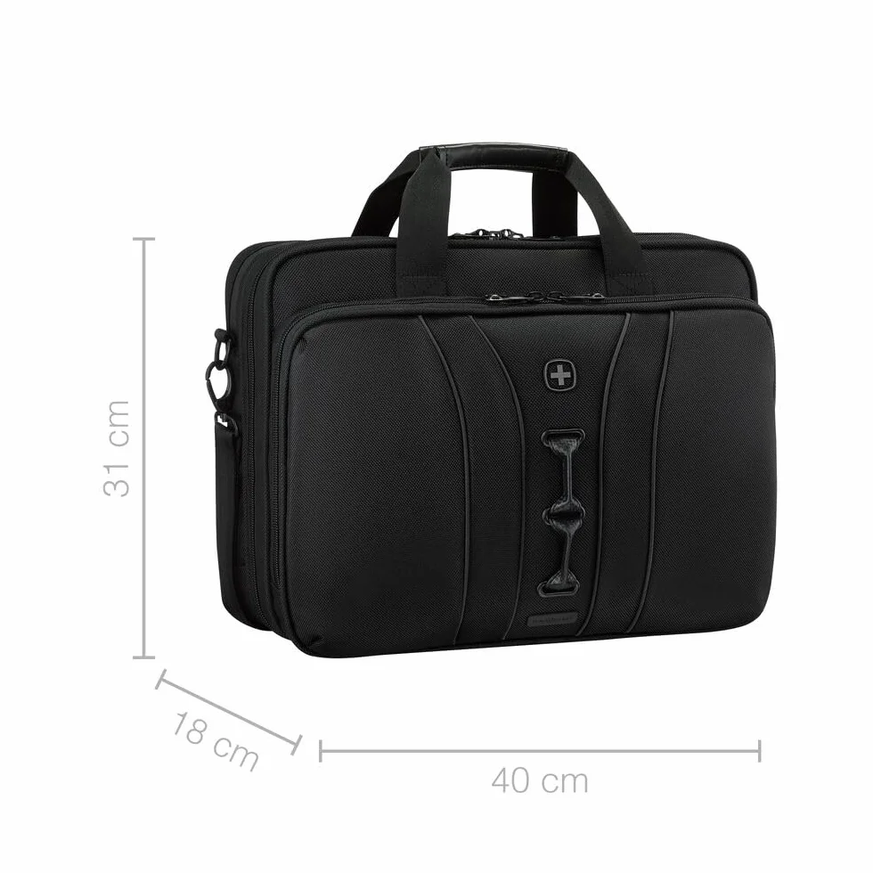 WENGER Legacy Black Series Borsa PC a Tracolla, Notebook 16”, Tasca per Tablet, Cartella, 15 l, Ufficio Lavoro Università, Nero, 653630